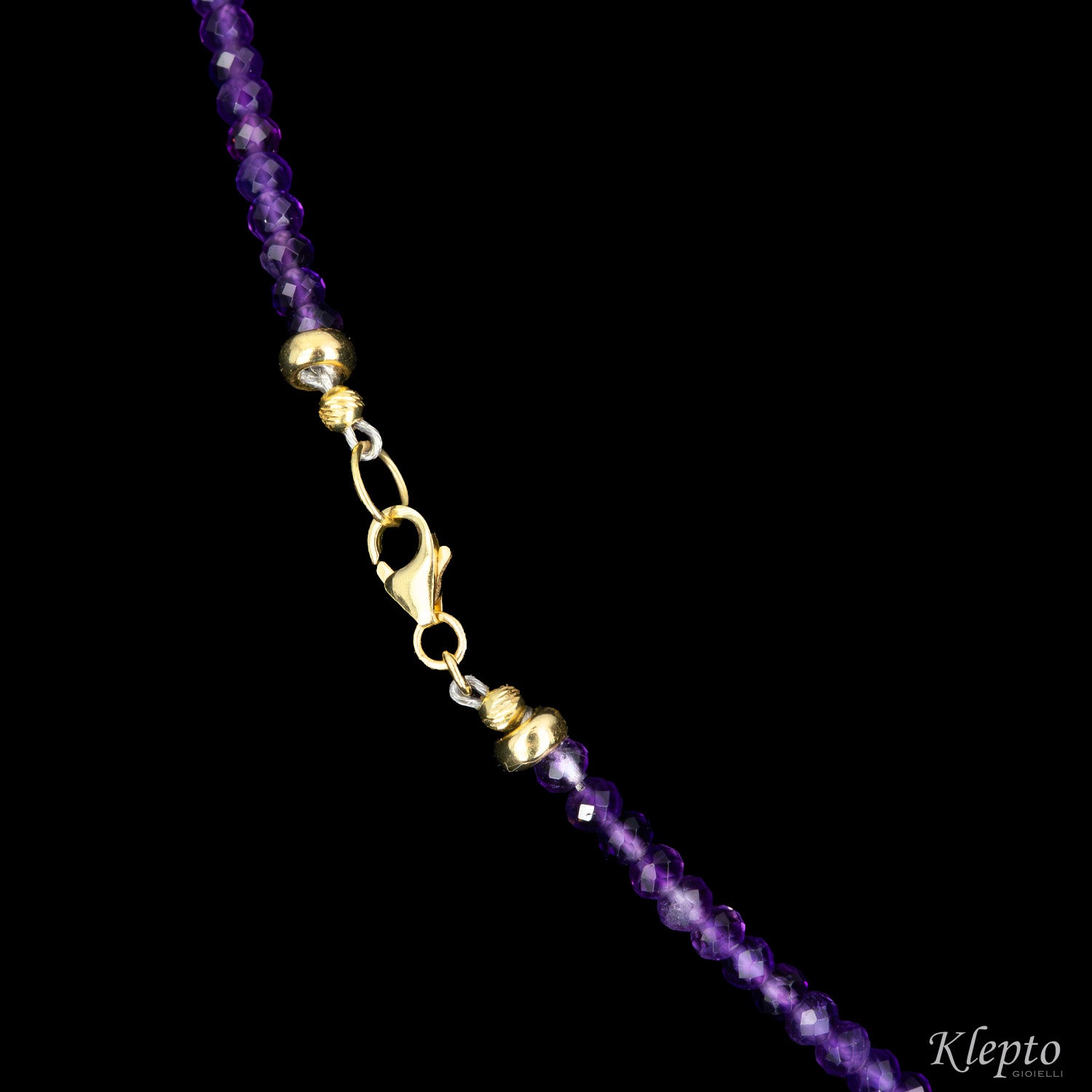 Yellow gold choker necklace with Amethyst