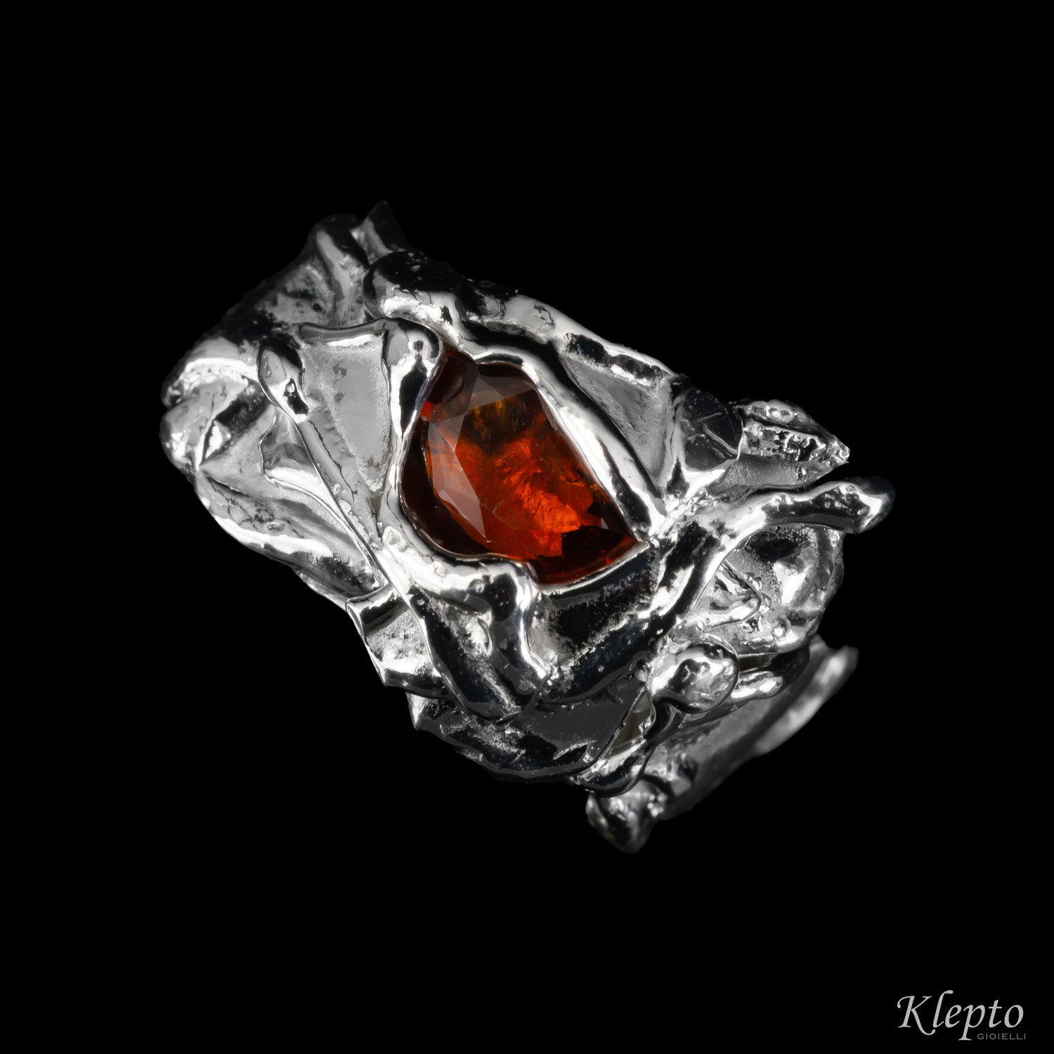 Silnova Silver Ring with Orange Garnet