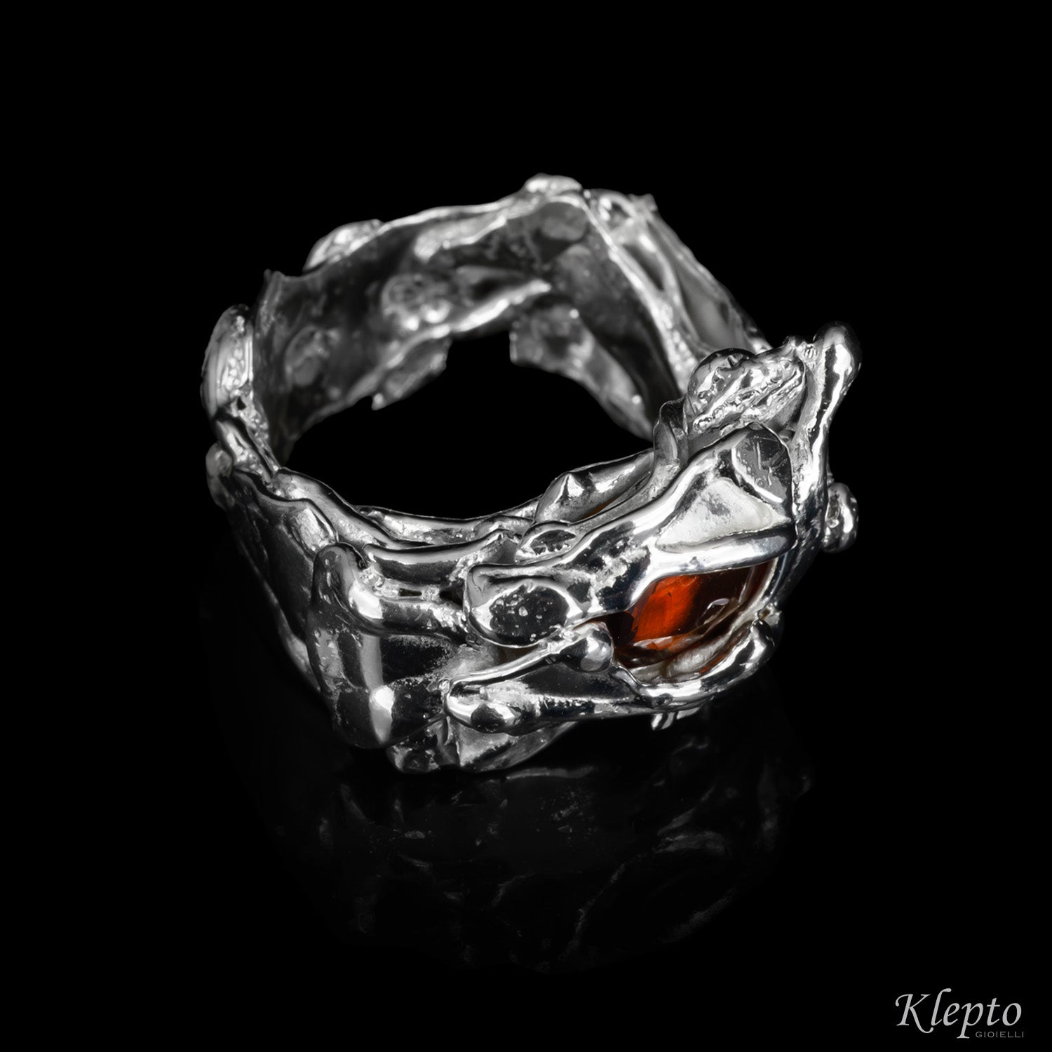 Silnova Silver Ring with Orange Garnet