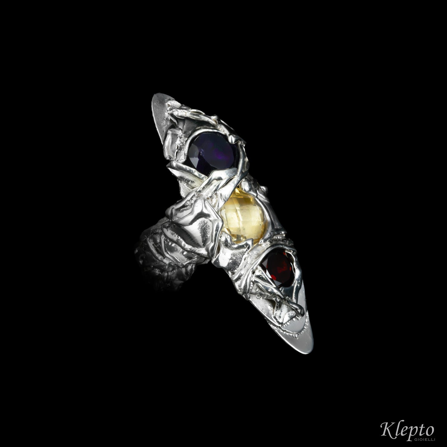 Silnova® Silver Ring with Amethyst, Citrine and Garnet