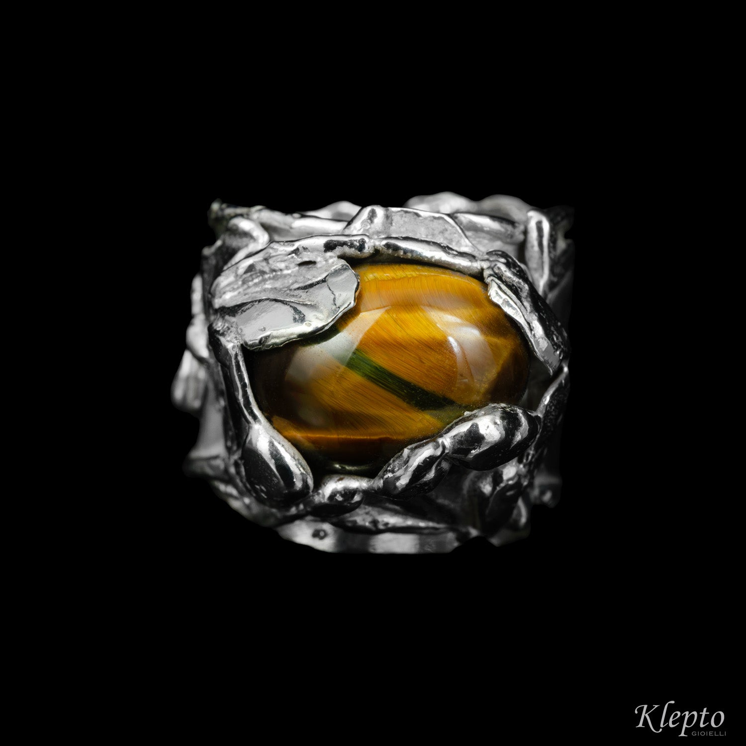 Silnova® Silver Ring with Tiger's Eye