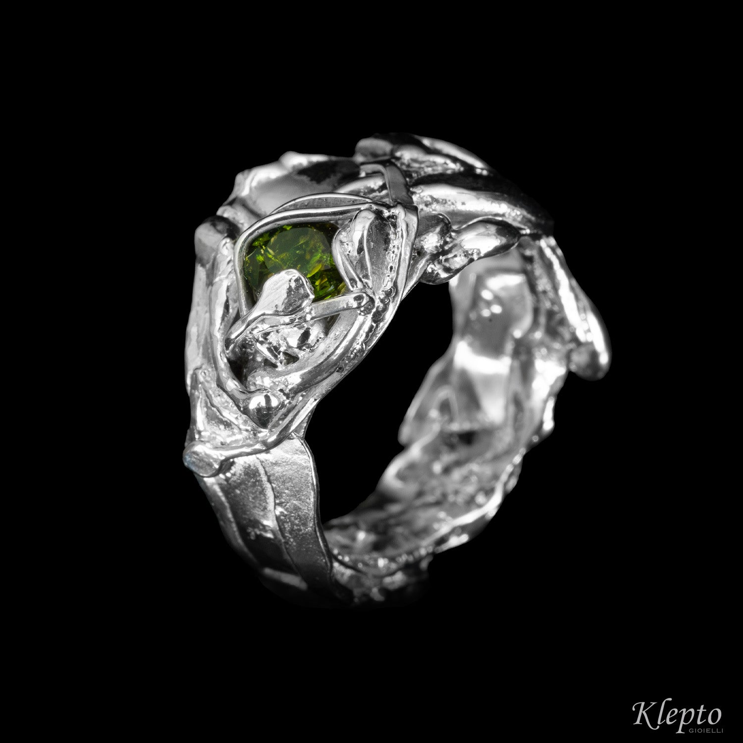Silnova® Silver Ring with Green Tourmaline