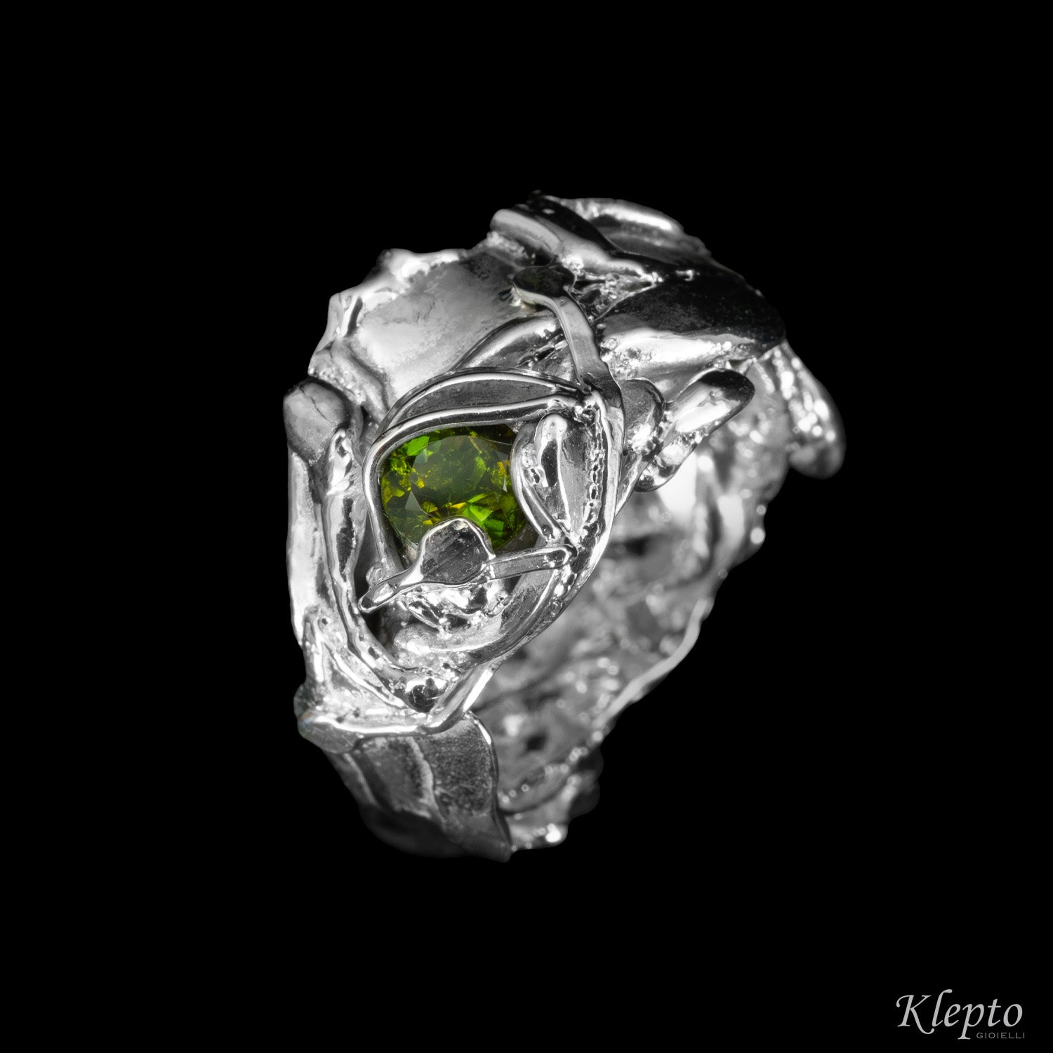 Silnova® Silver Ring with Green Tourmaline