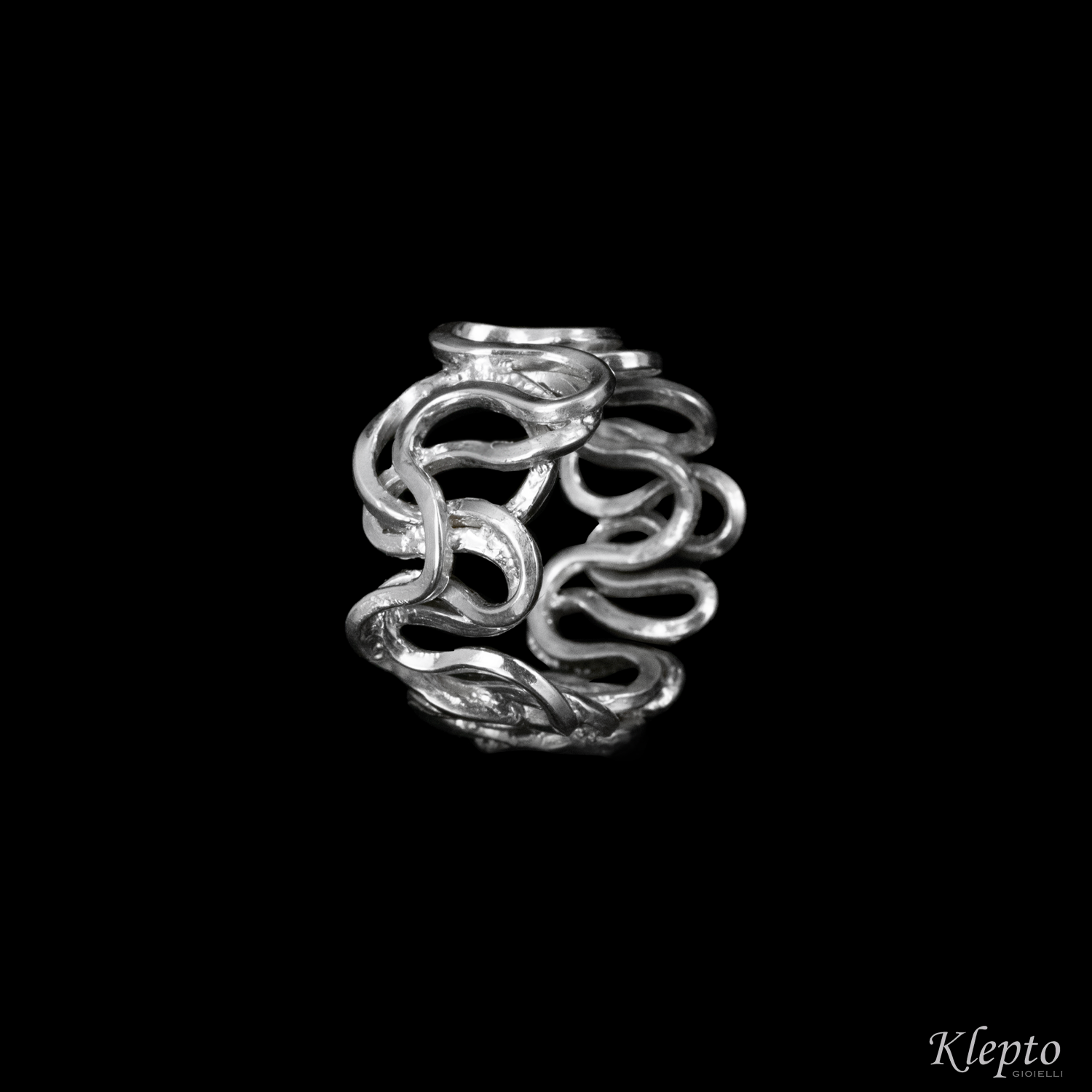 Silnova® braided wire silver ring