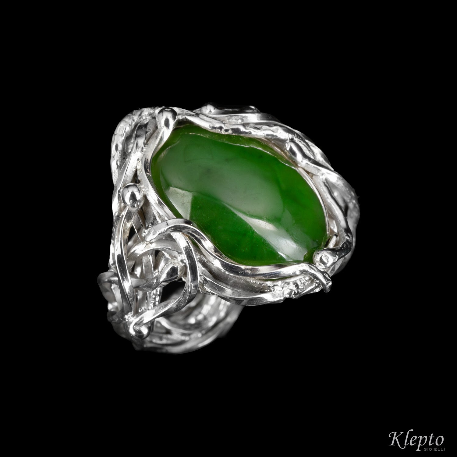 Silnova® Silver ring with braided wire with Aventurine
