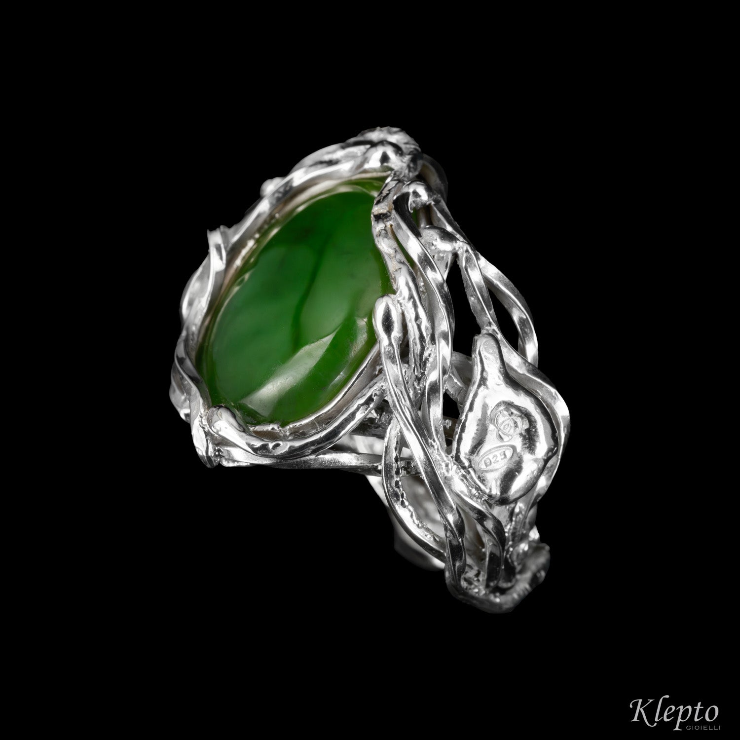 Silnova® Silver ring with braided wire with Aventurine