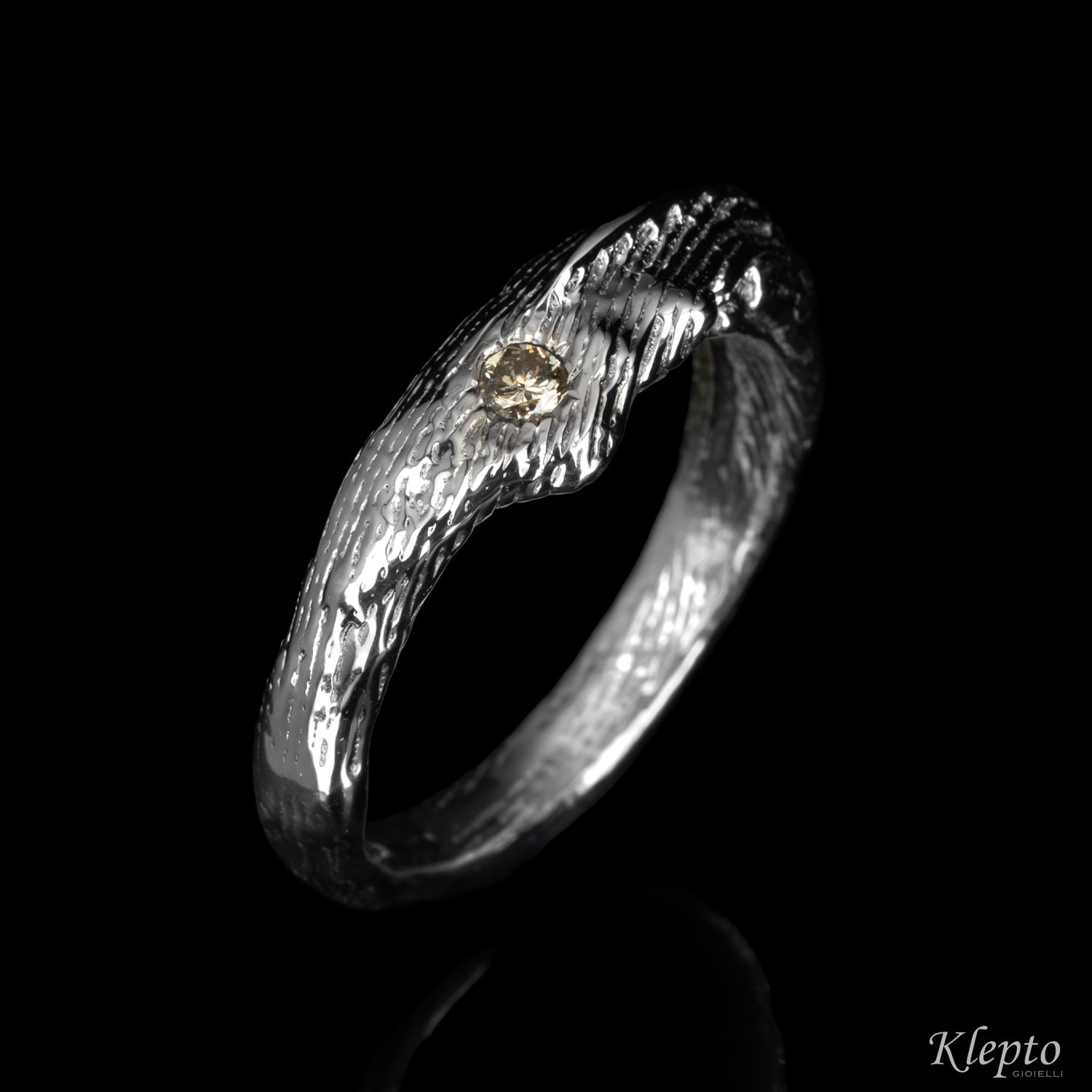 Silver Ring Silnova® with Brown Diamond