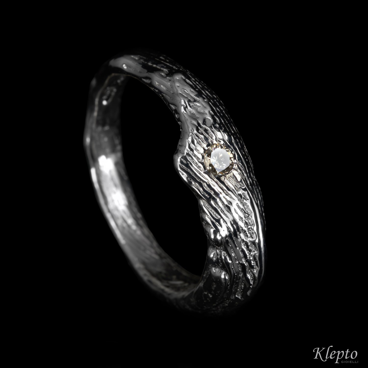 Silver Ring Silnova® with Brown Diamond
