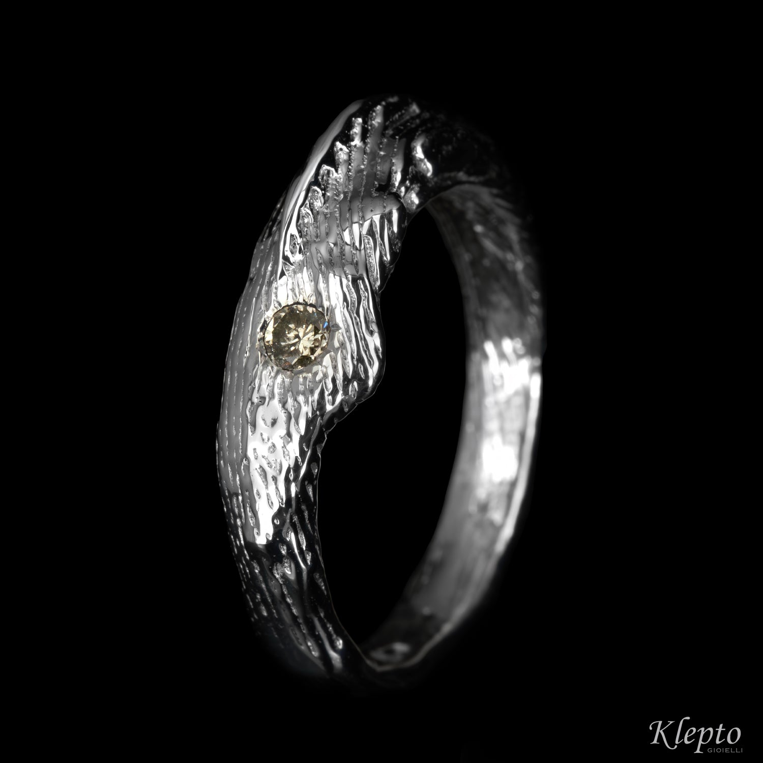 Silver Ring Silnova® with Brown Diamond