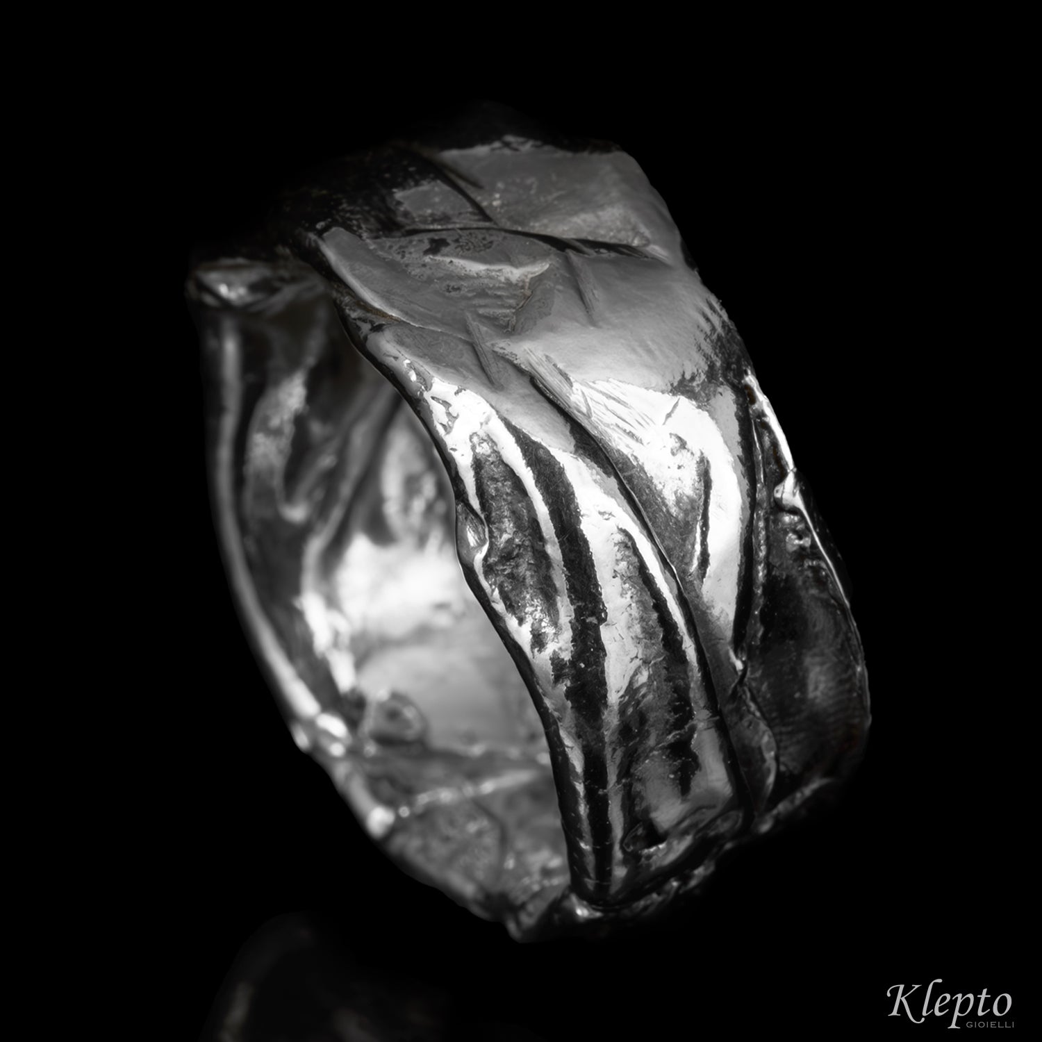 Silver ring Silnova® with yellow gold details