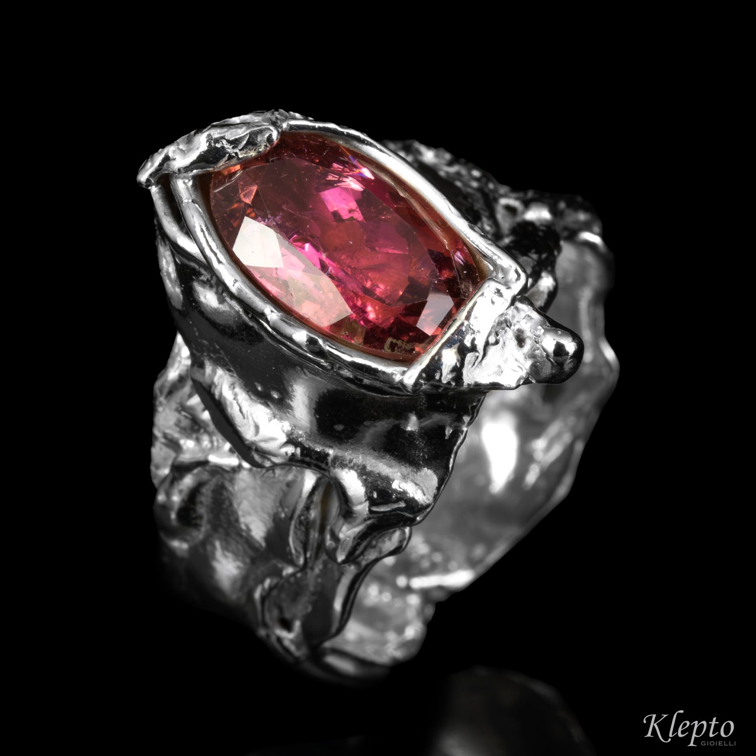 Silnova® silver ring with pink tourmaline