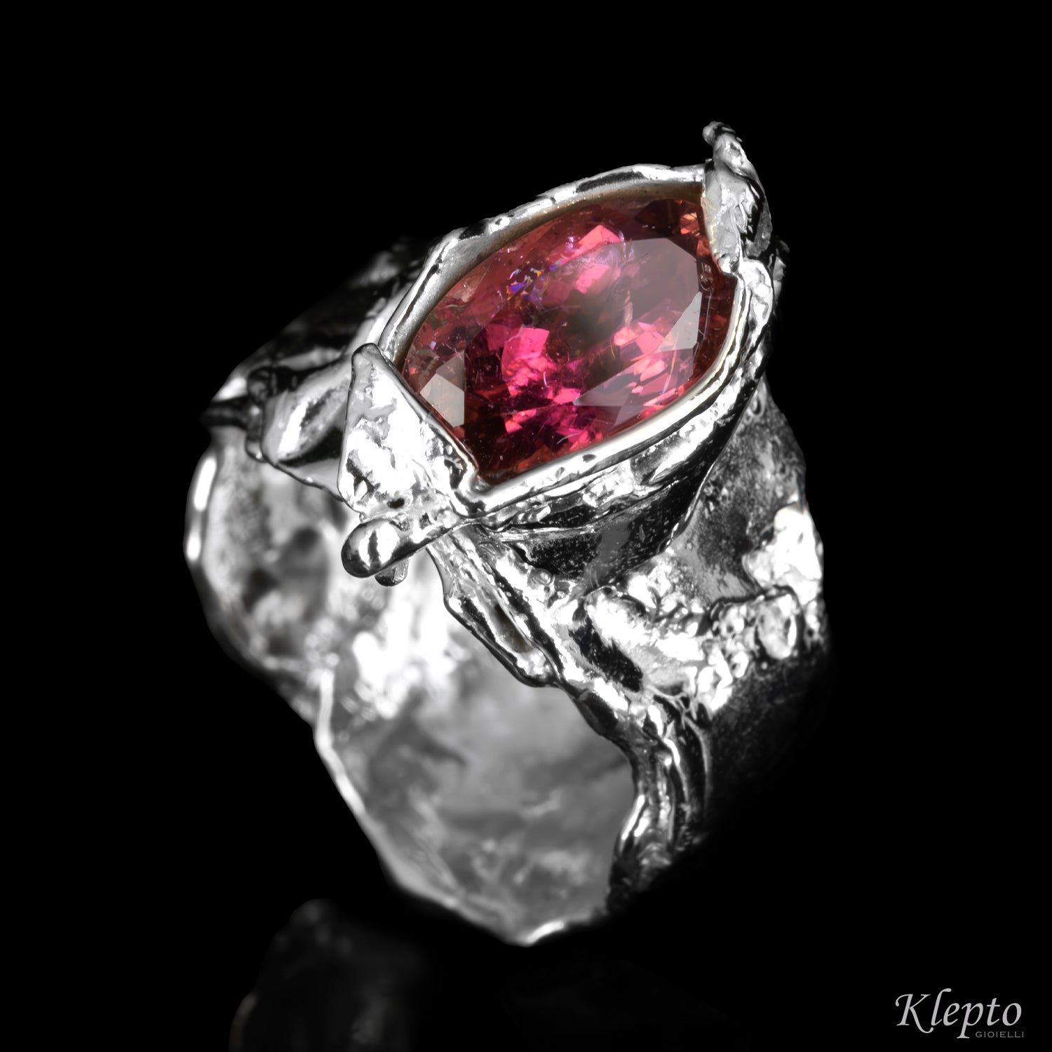 Silnova® silver ring with pink tourmaline