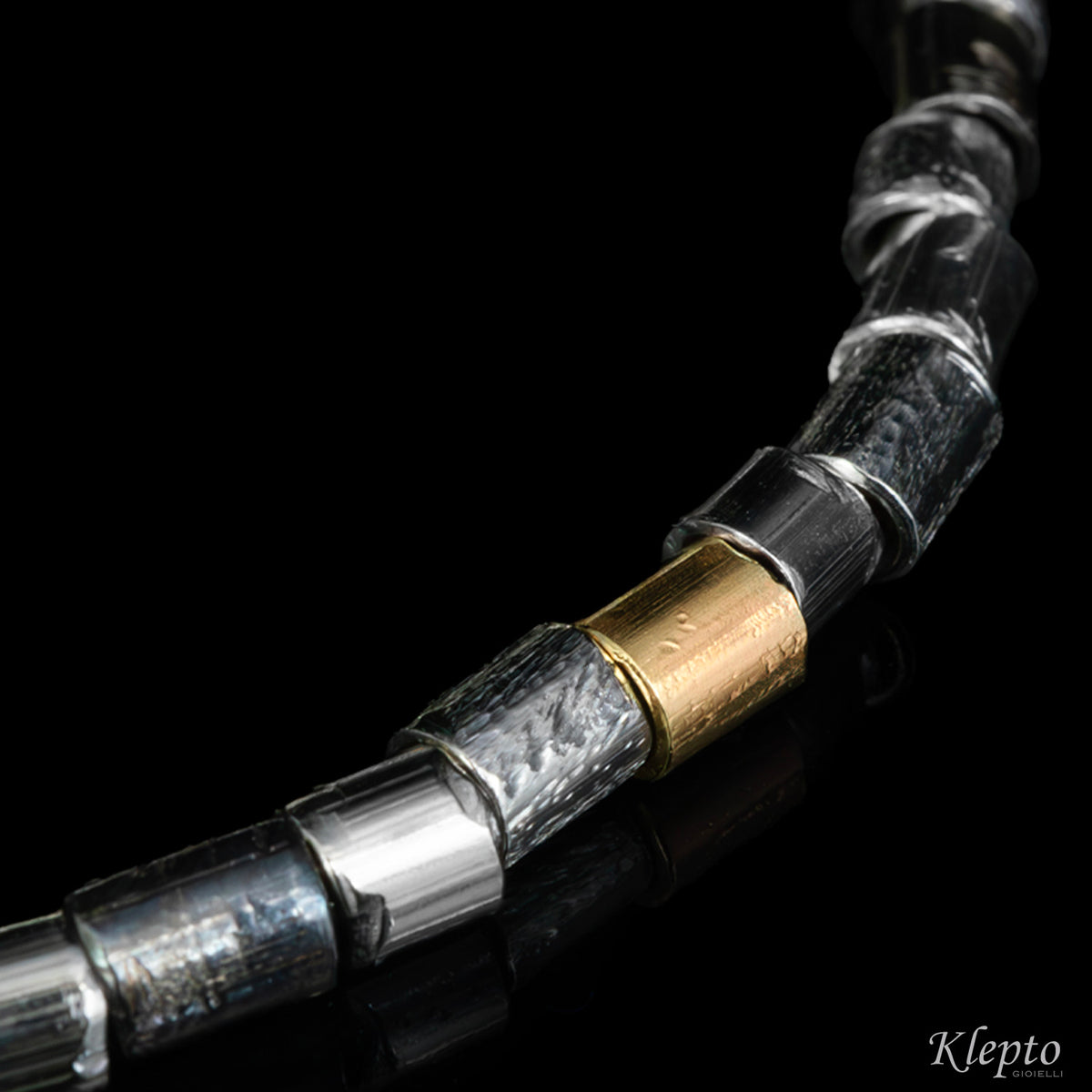 Silnova® silver bracelet with yellow gold and oxidized details