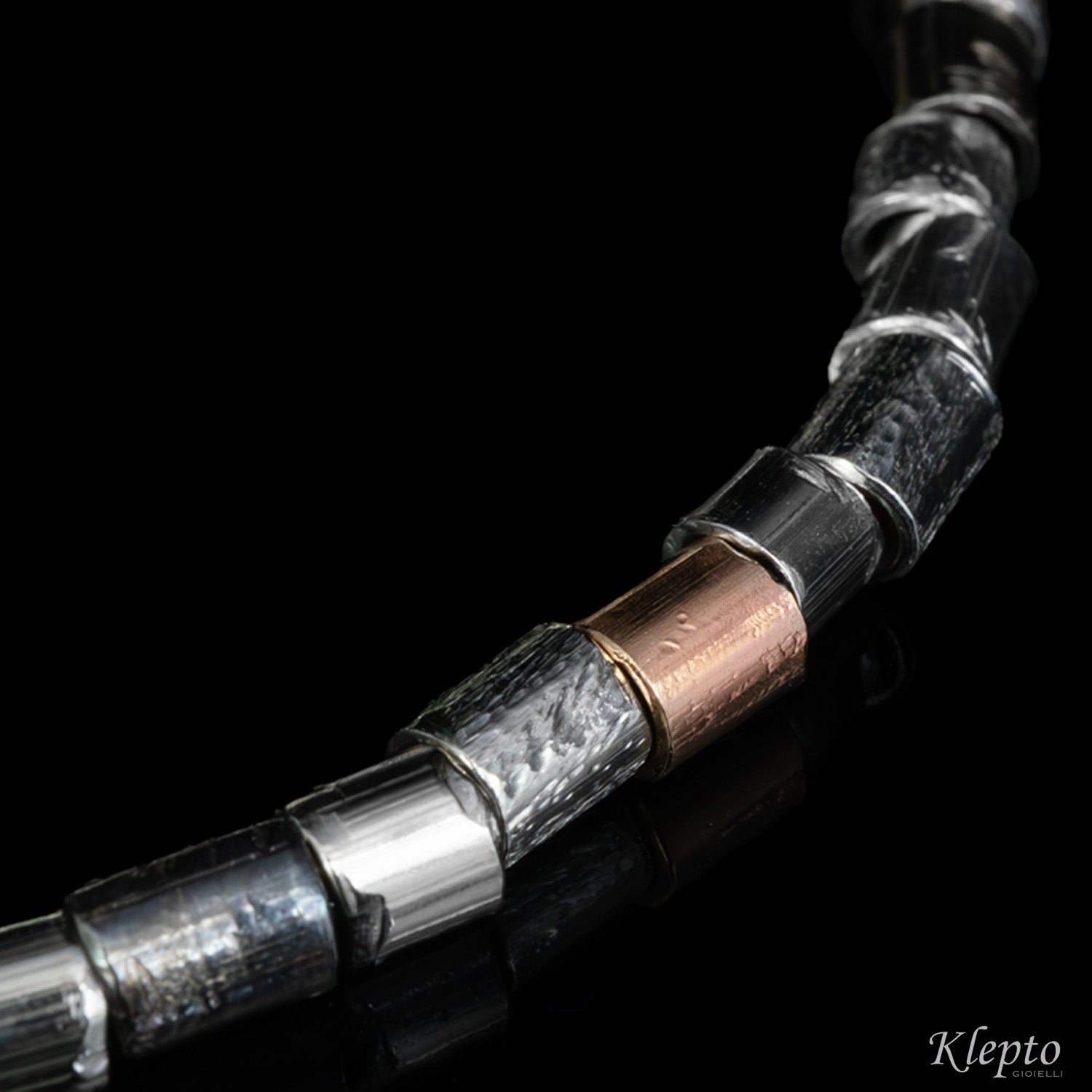 Silnova® Silver bracelet with rose gold and burnished elements