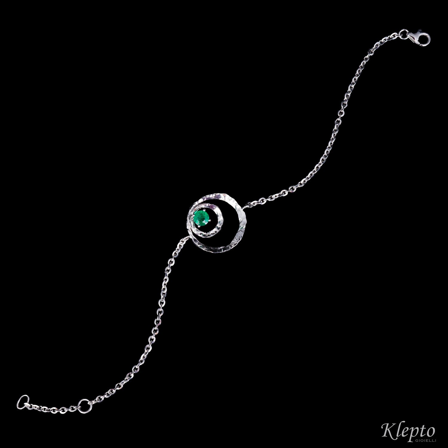 "Pulsar" white gold bracelet with Emerald
