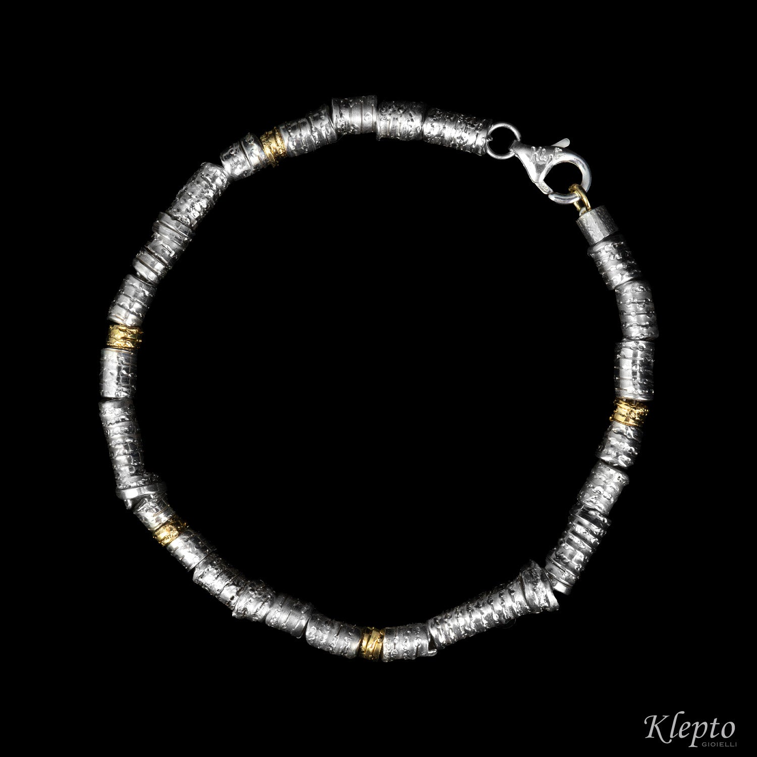Silver Silnova® bracelet with yellow gold elements