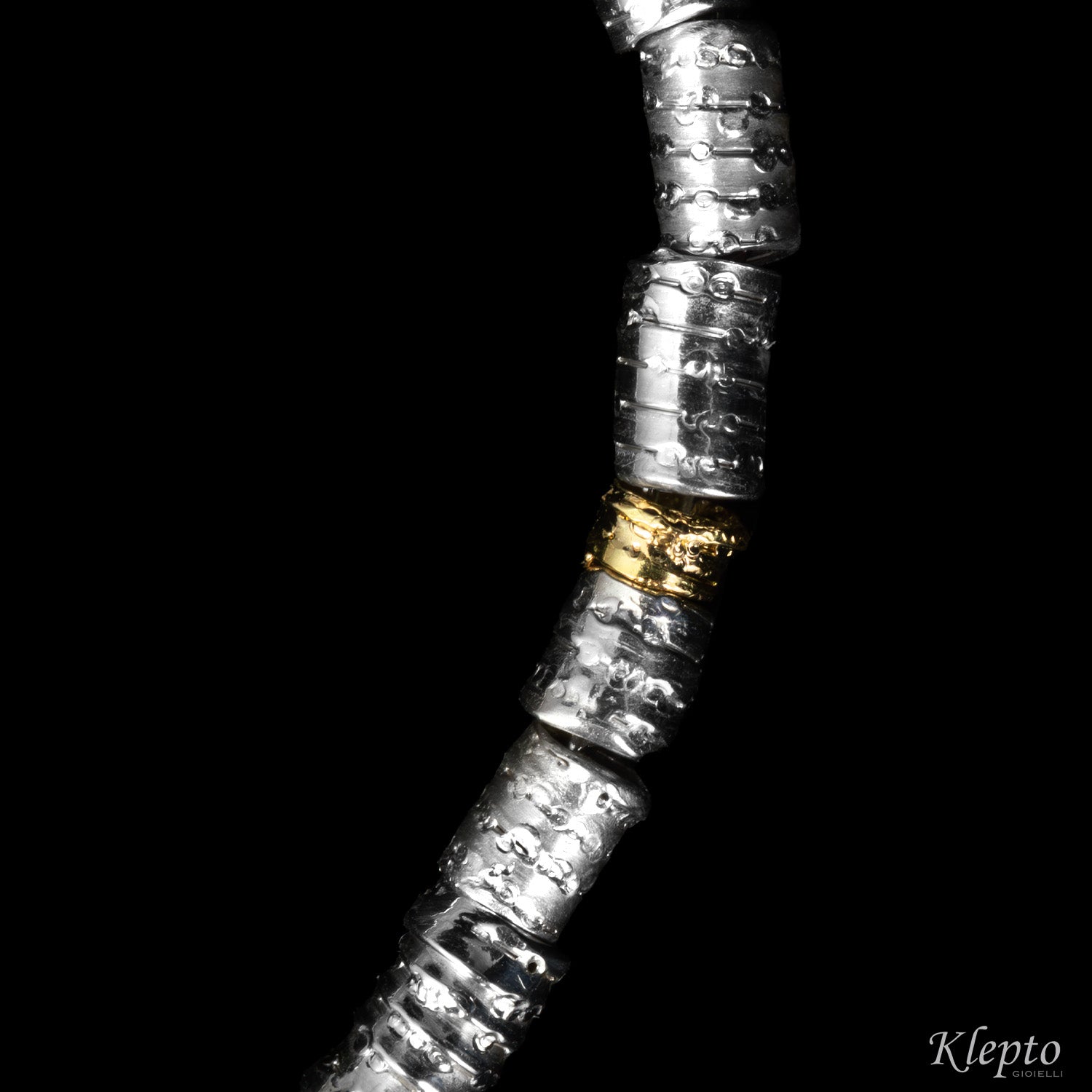 Silver Silnova® bracelet with yellow gold elements
