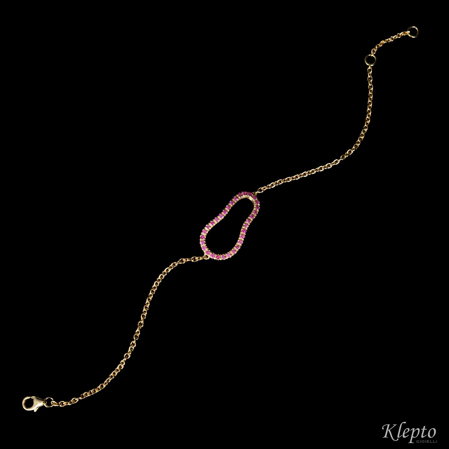 Yellow gold bracelet with pink sapphires