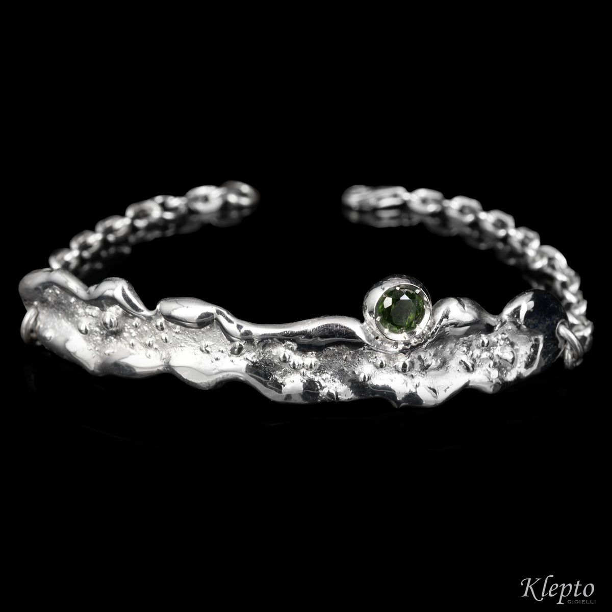 Silnova® "Oasi" silver bracelet with green tourmaline