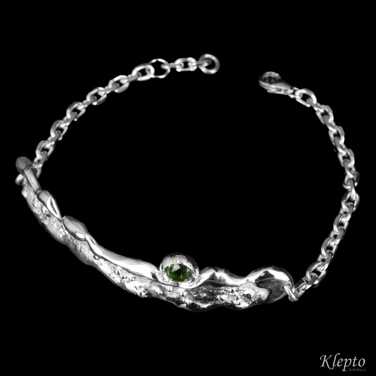 Silnova® "Oasi" silver bracelet with green tourmaline