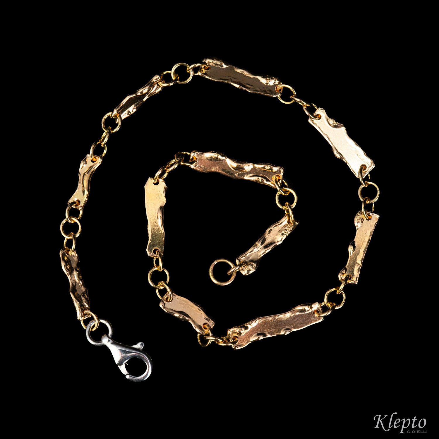 Rose and white gold bracelet with fused plates
