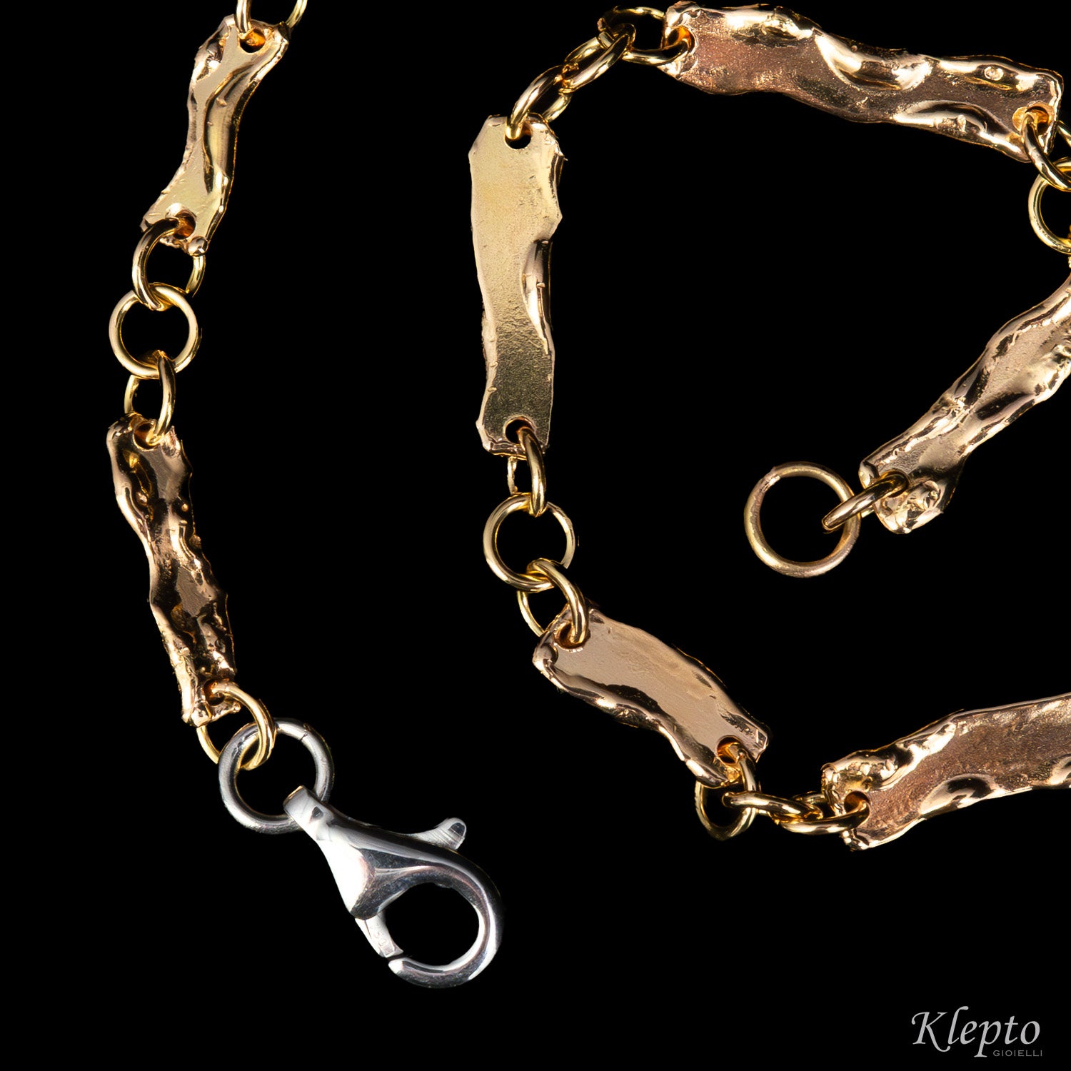 Rose and white gold bracelet with fused plates