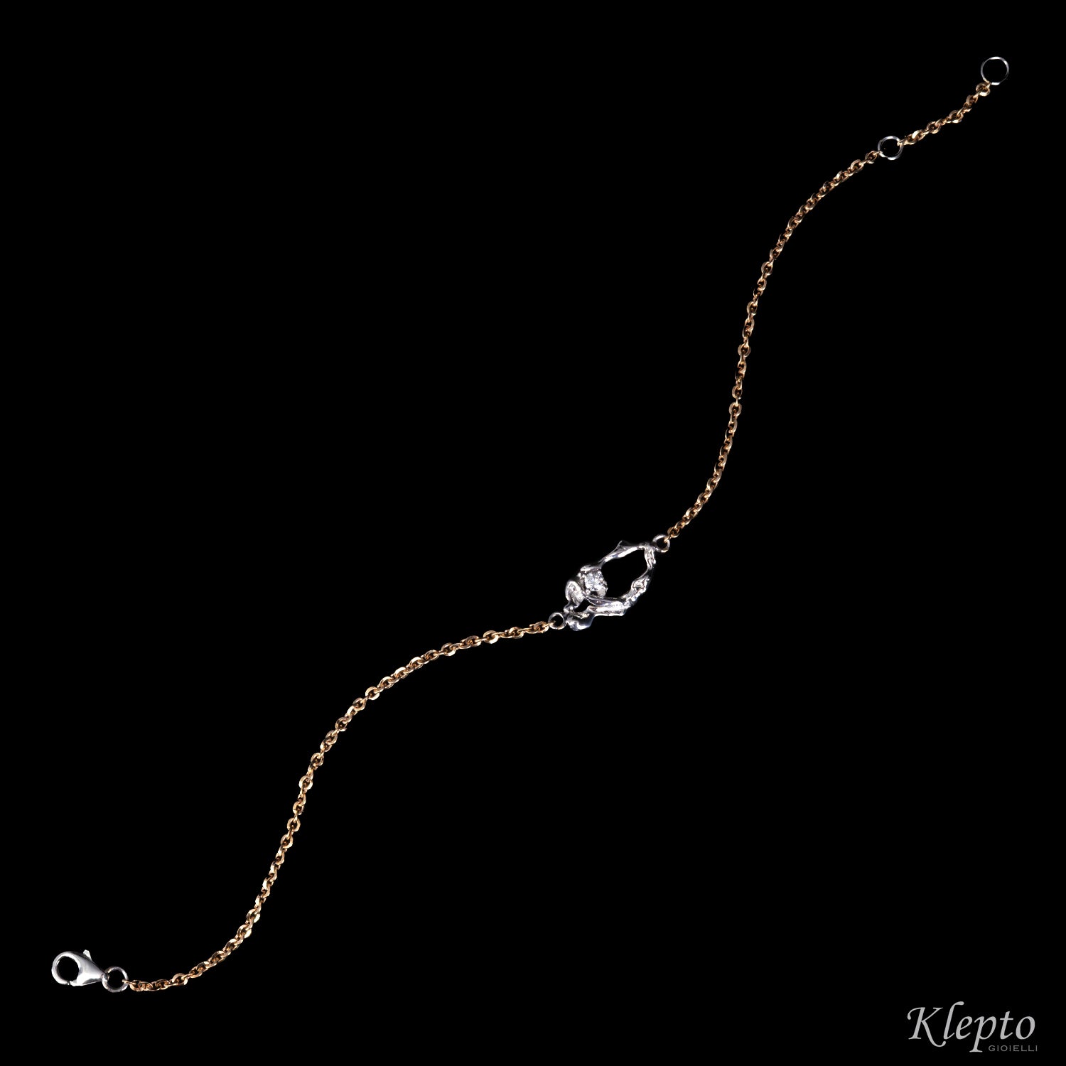 Rose and white gold "Pepita" bracelet with diamond
