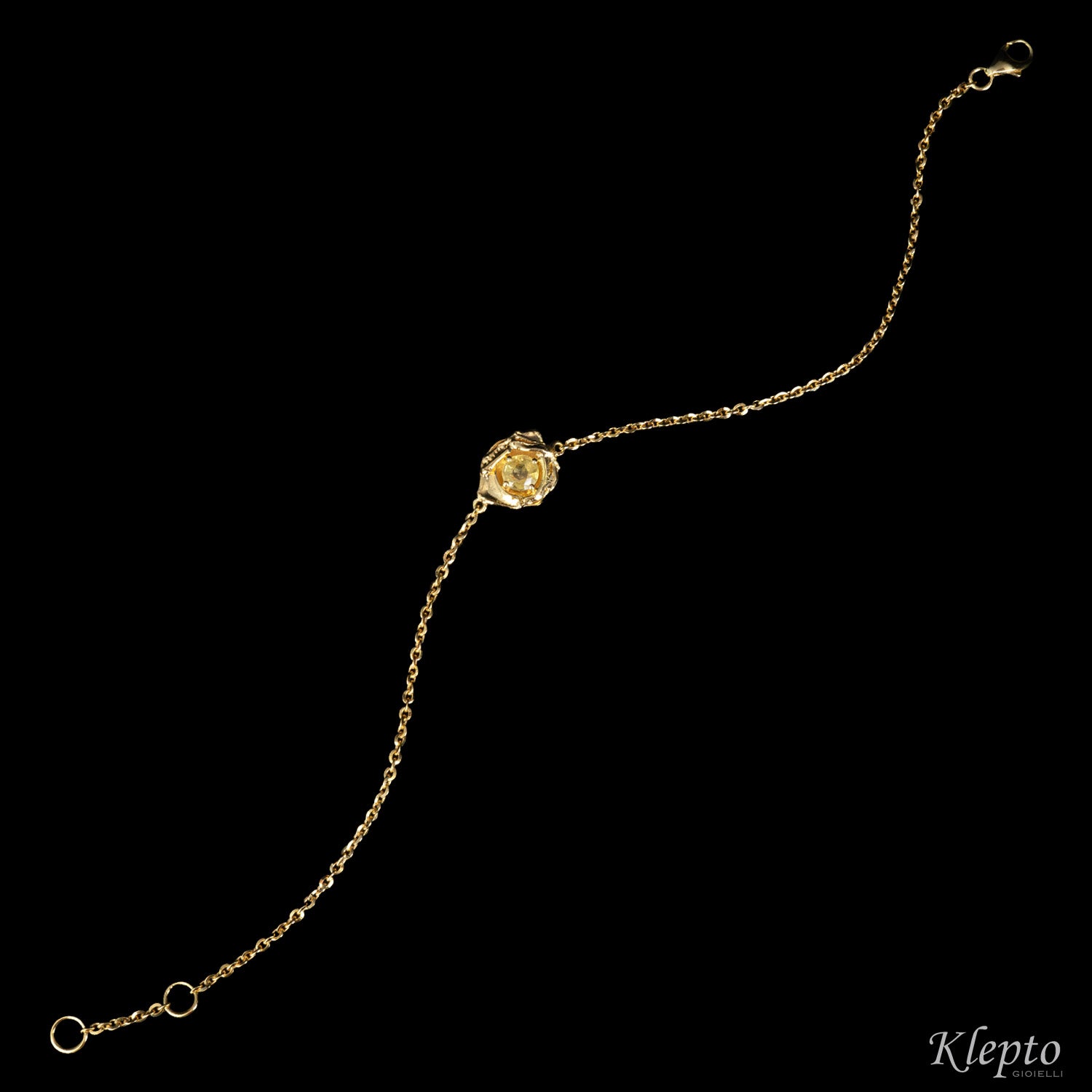 "Pepita" yellow gold bracelet with yellow sapphire
