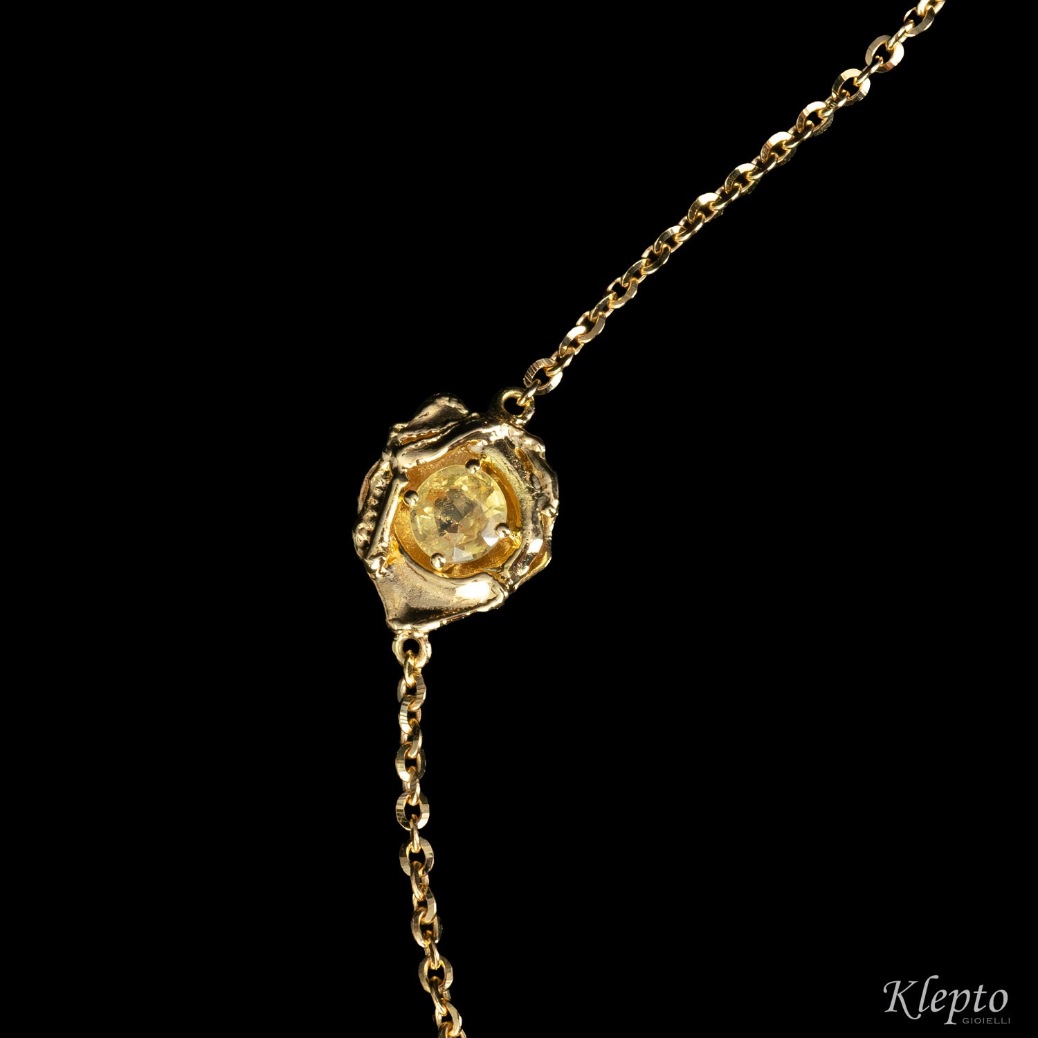 "Pepita" yellow gold bracelet with yellow sapphire