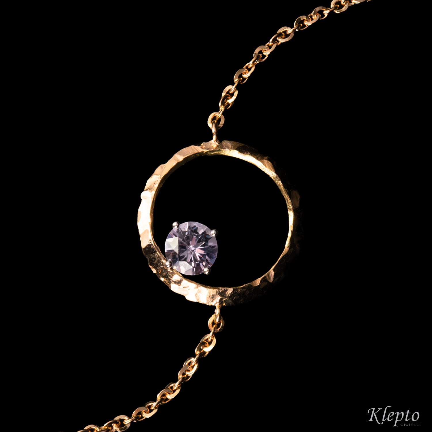 "Pulsar" rose and white gold bracelet with gemstones