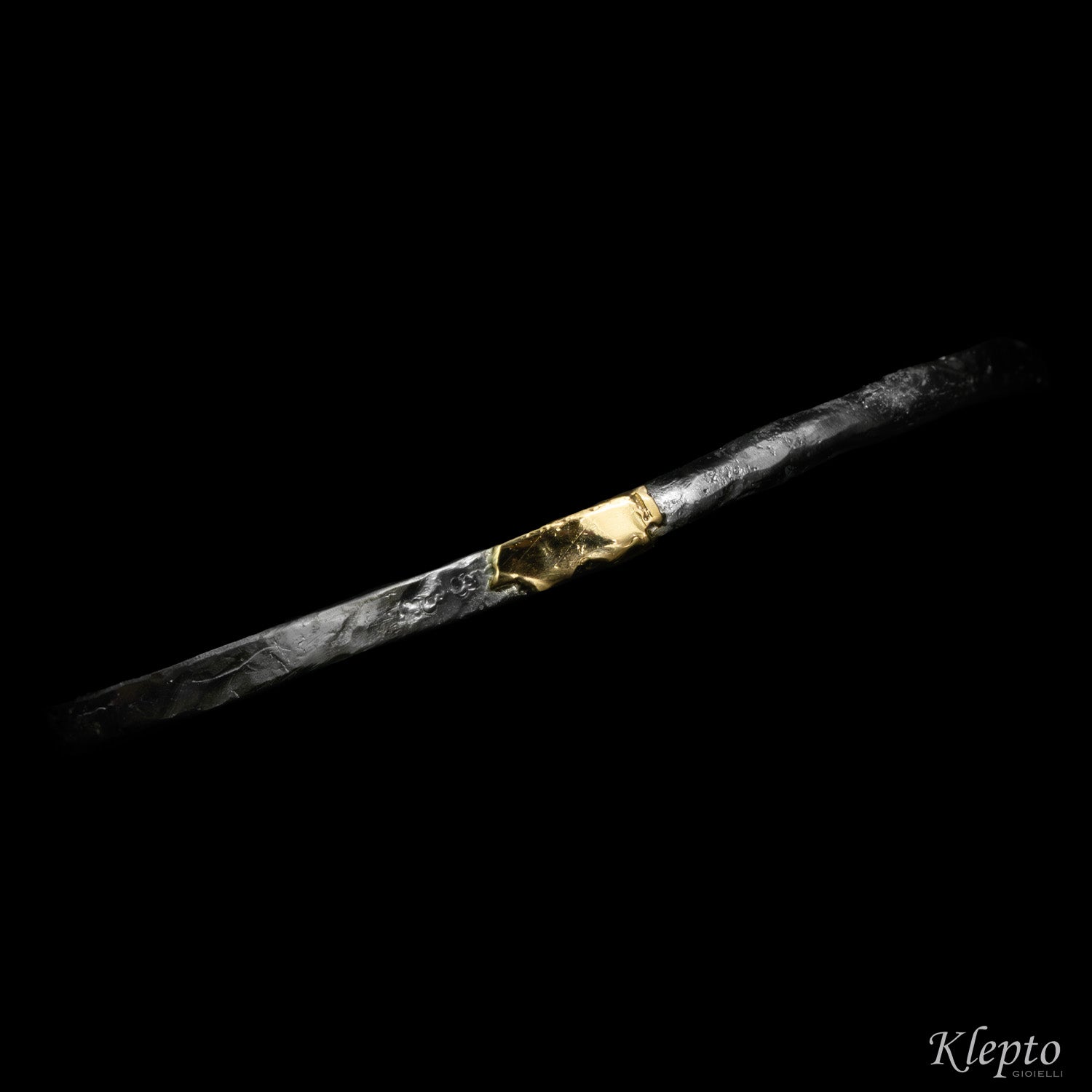 Rigid Silnova® Silver bracelet with yellow gold detail