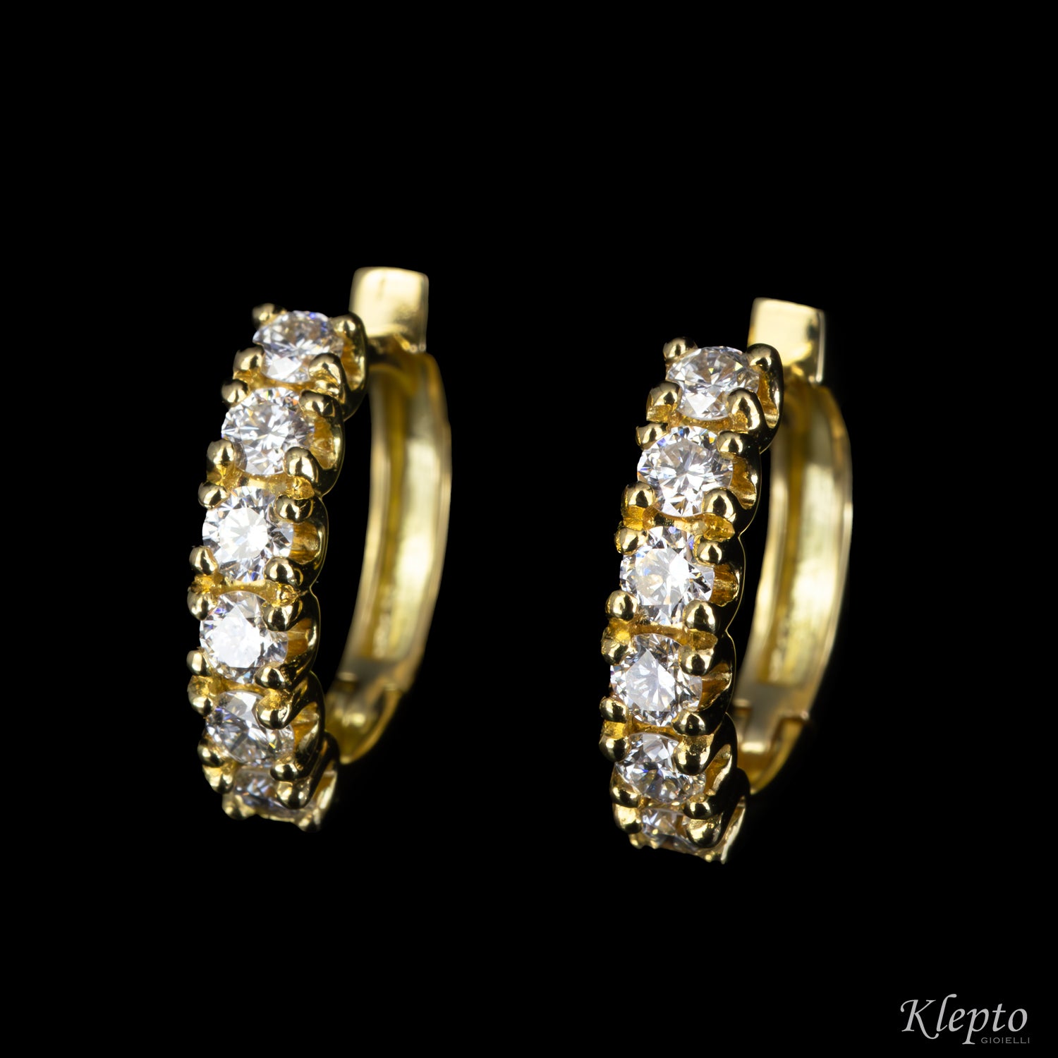 Gold hoop earrings with Diamonds