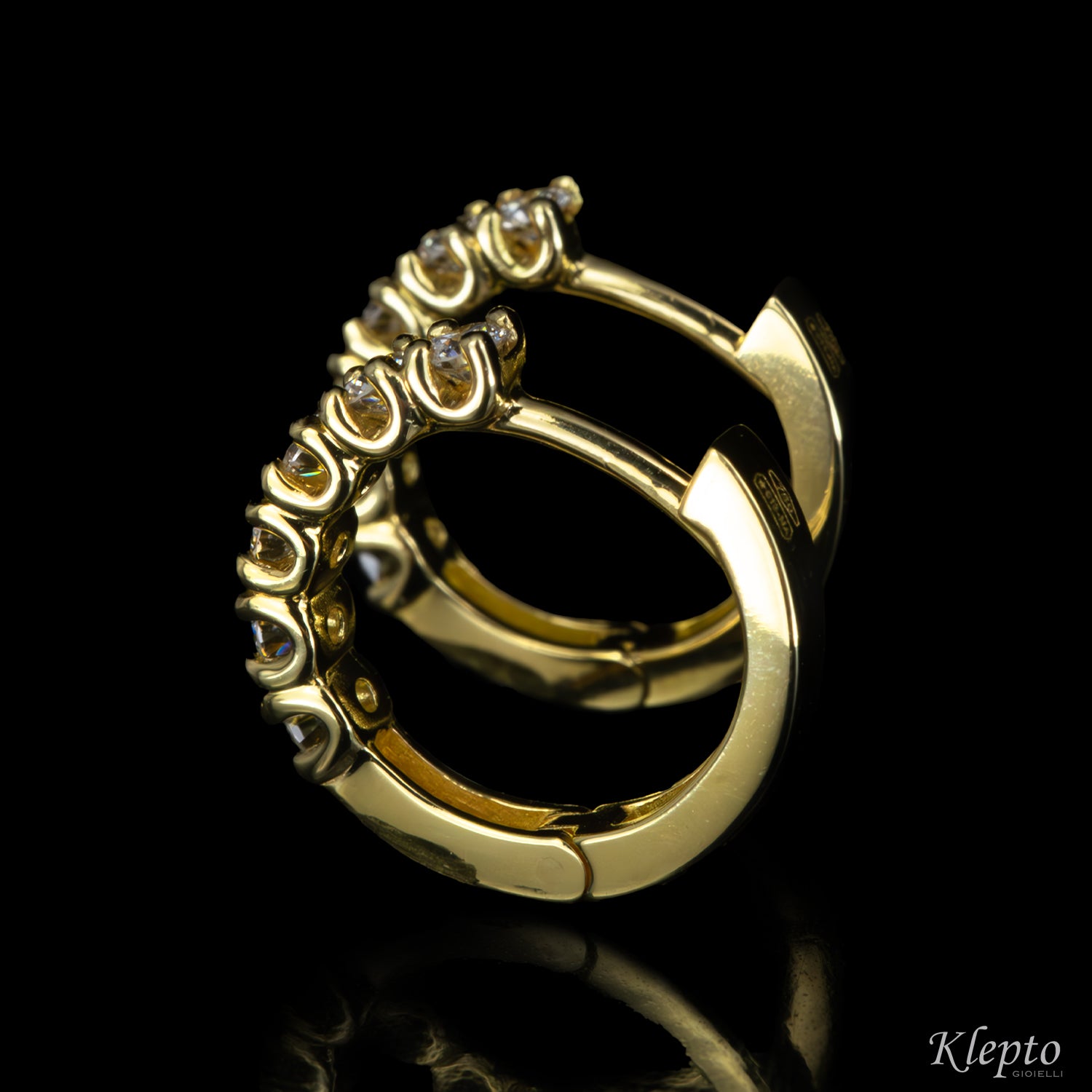 Gold hoop earrings with Diamonds