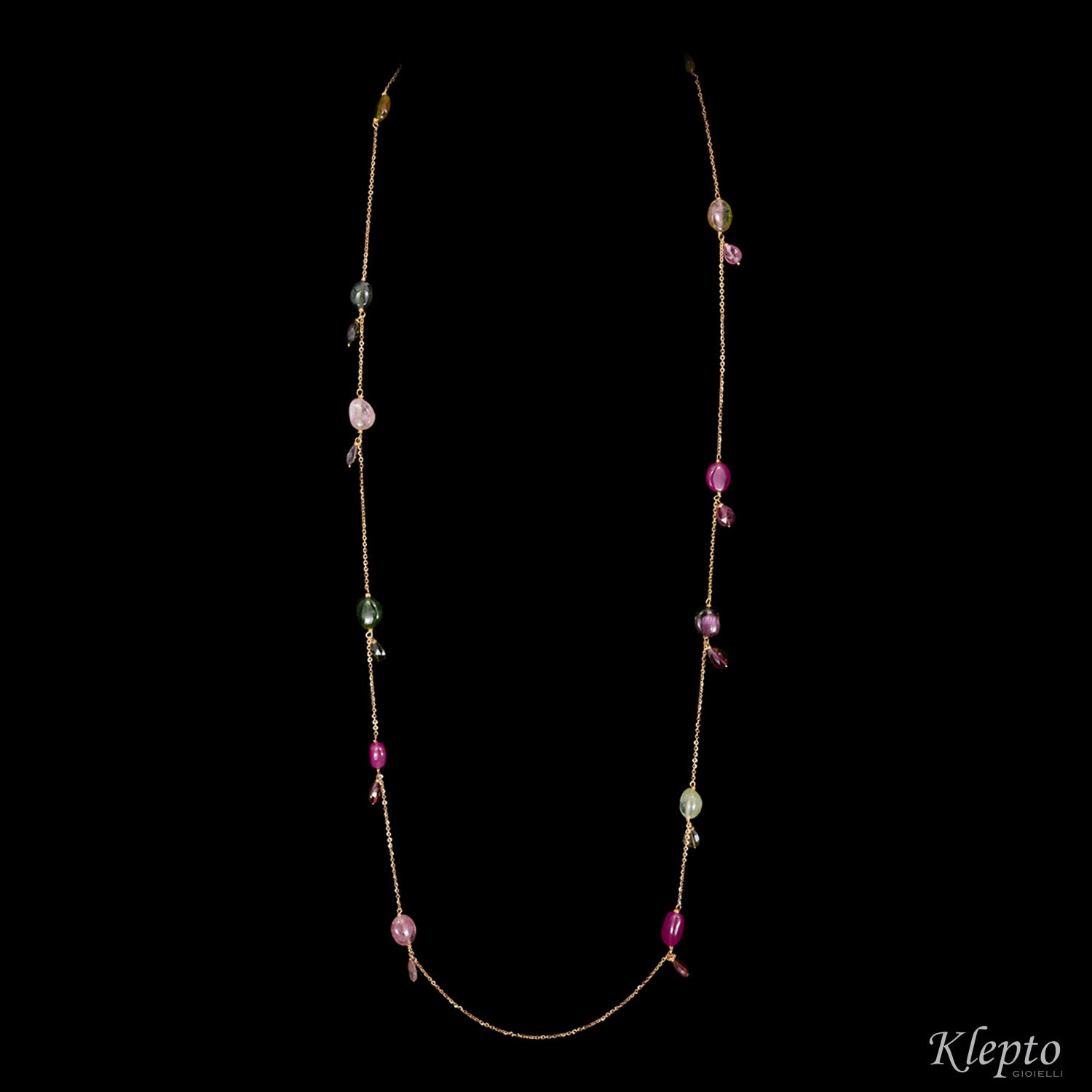 "Chanel" rose gold necklace with Tourmalines