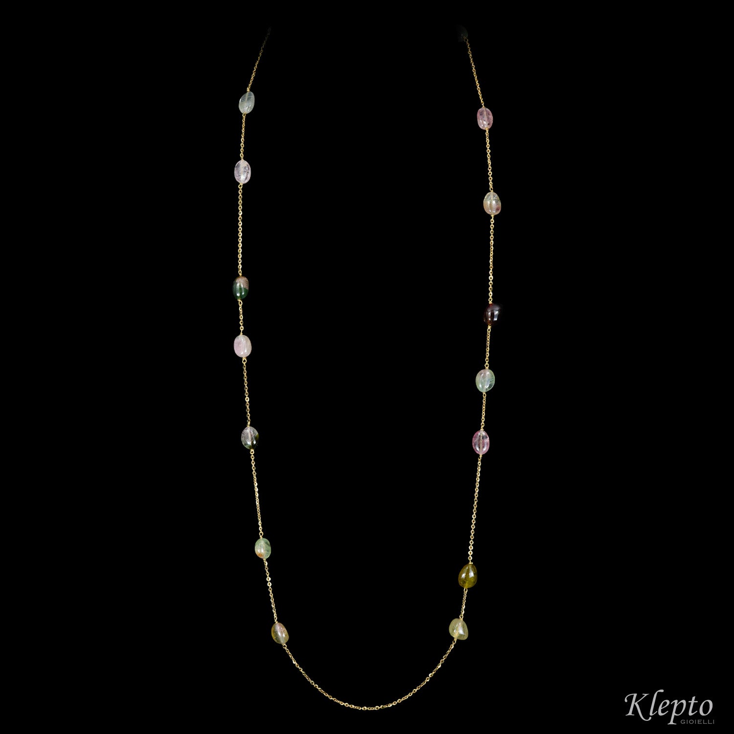 "Chanel" yellow gold necklace with Tourmalines