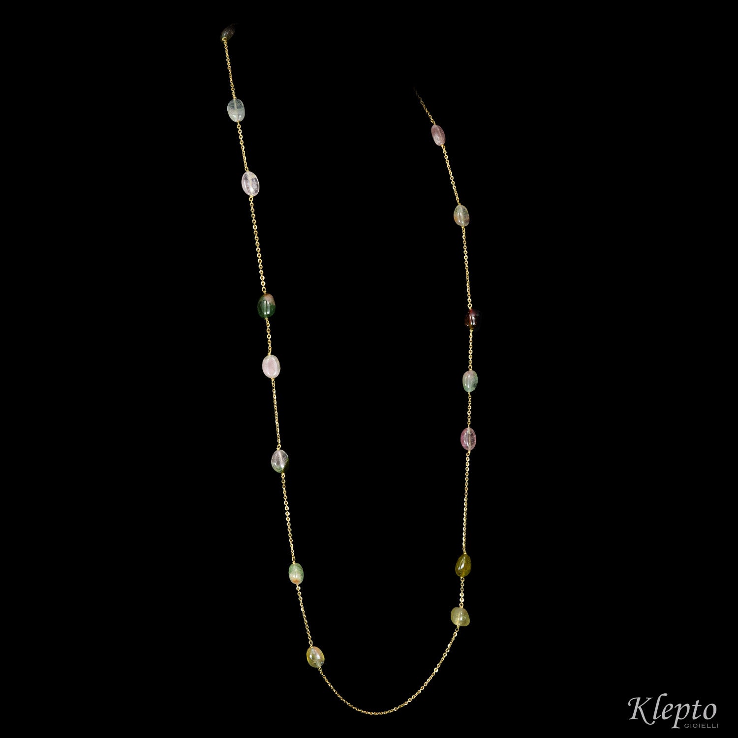 "Chanel" yellow gold necklace with Tourmalines