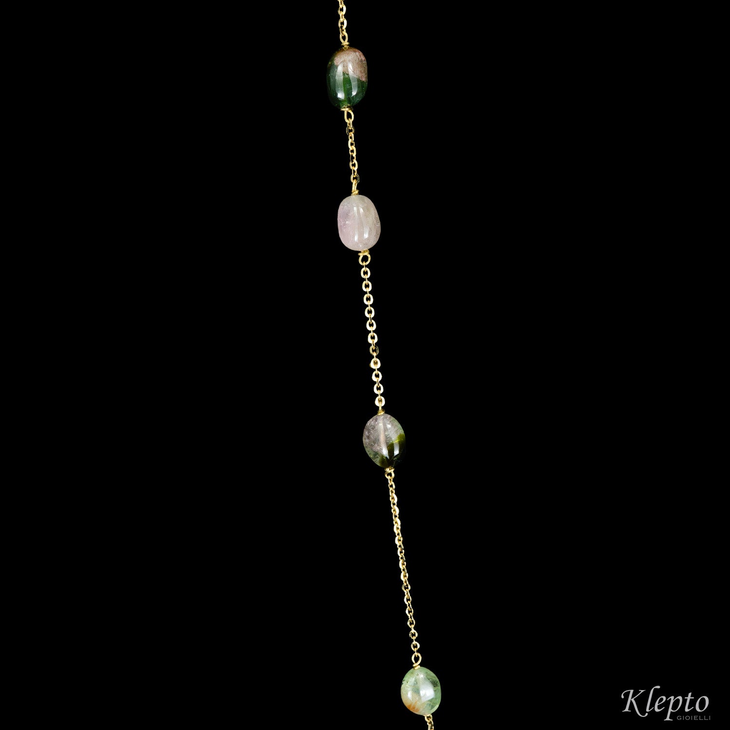 "Chanel" yellow gold necklace with Tourmalines