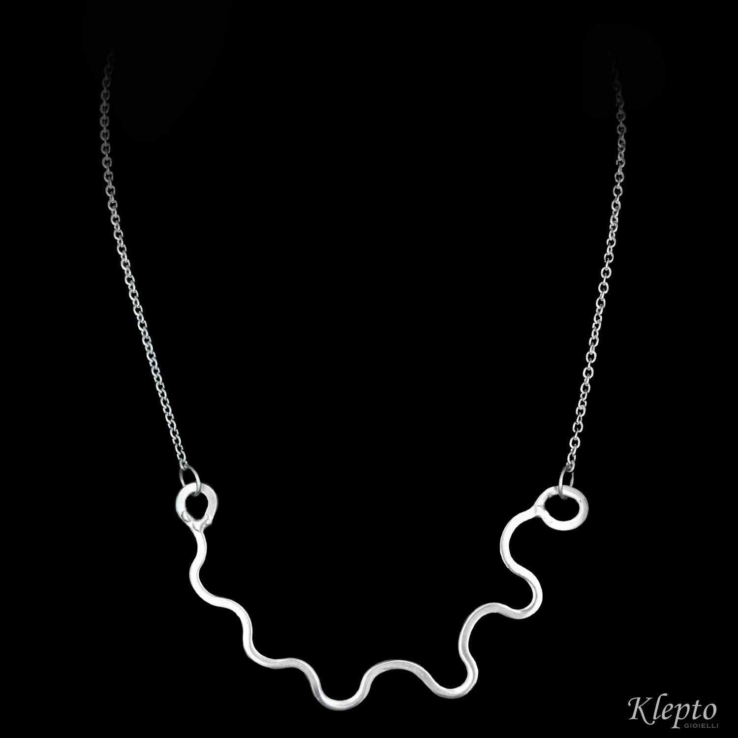 Silnova® silver necklace with wavy wire