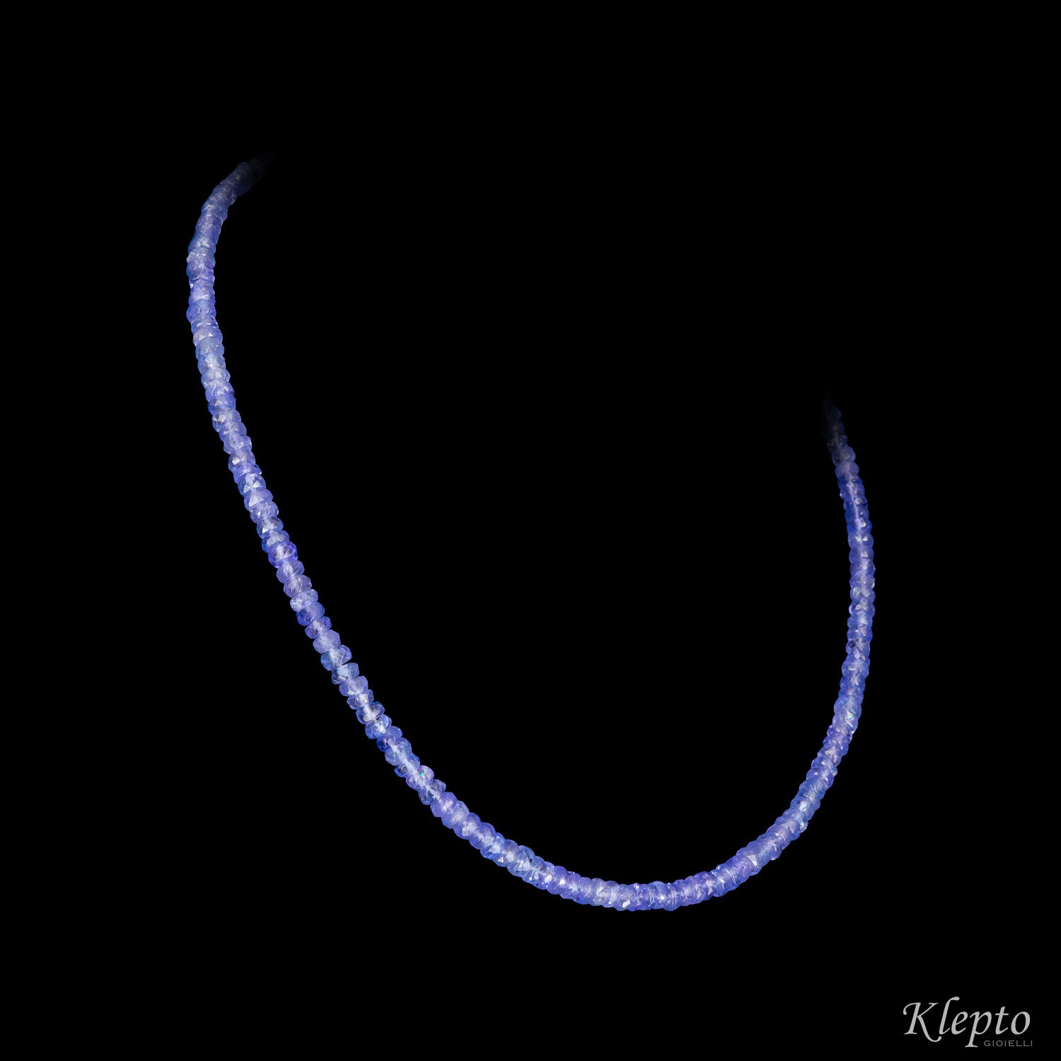 Yellow gold choker necklace with Tanzanite