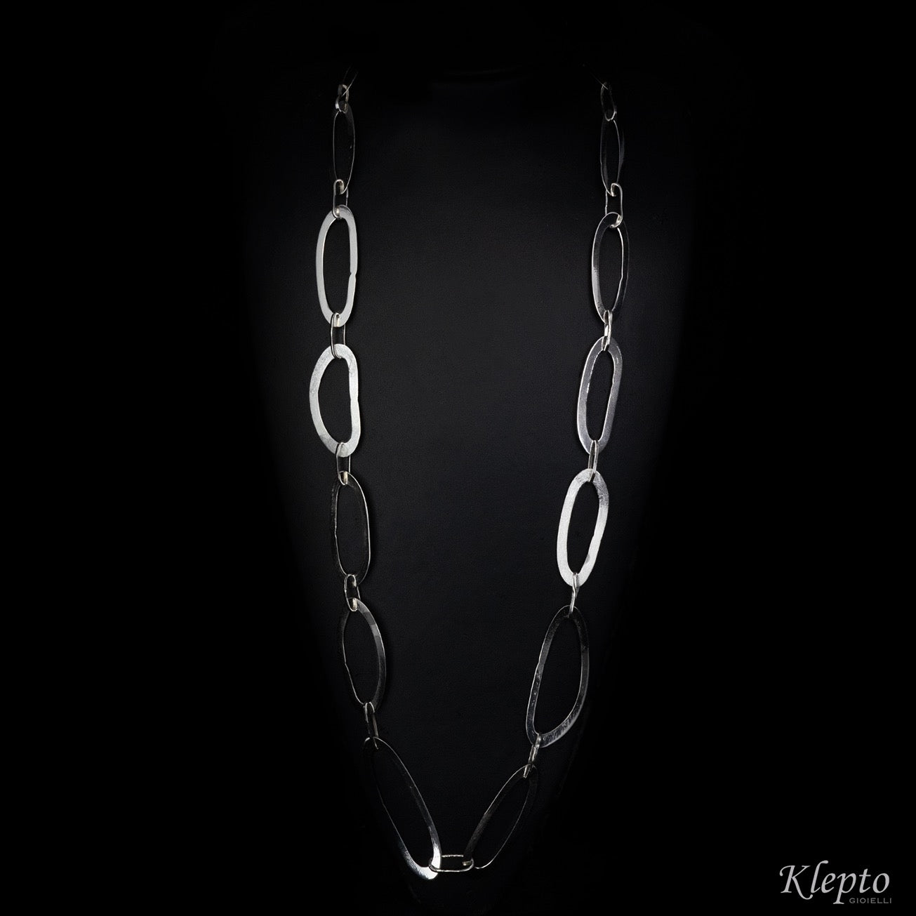 Necklace in Silnova® Silver with oval rings