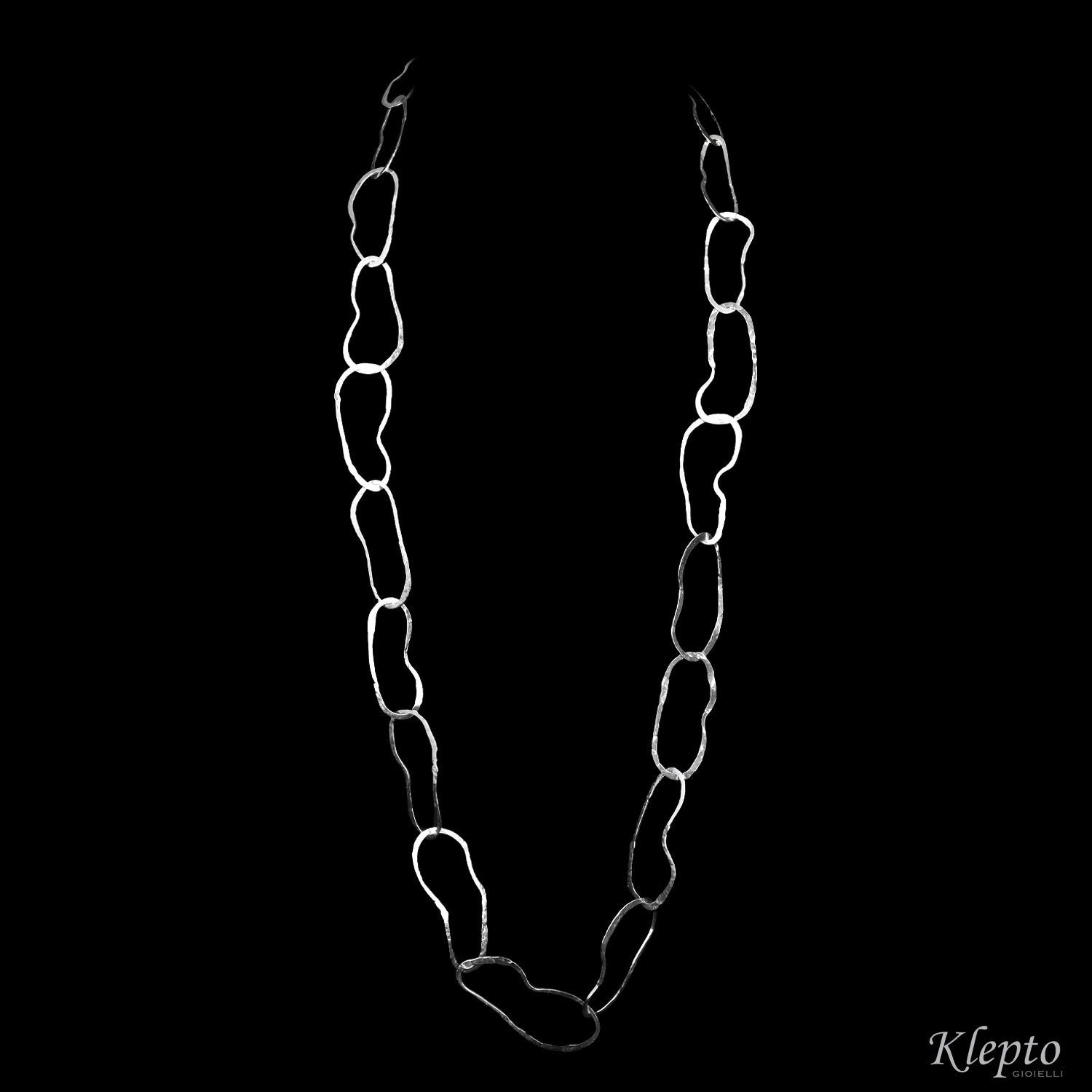 Silver Silnova® necklace with irregular hammered rings