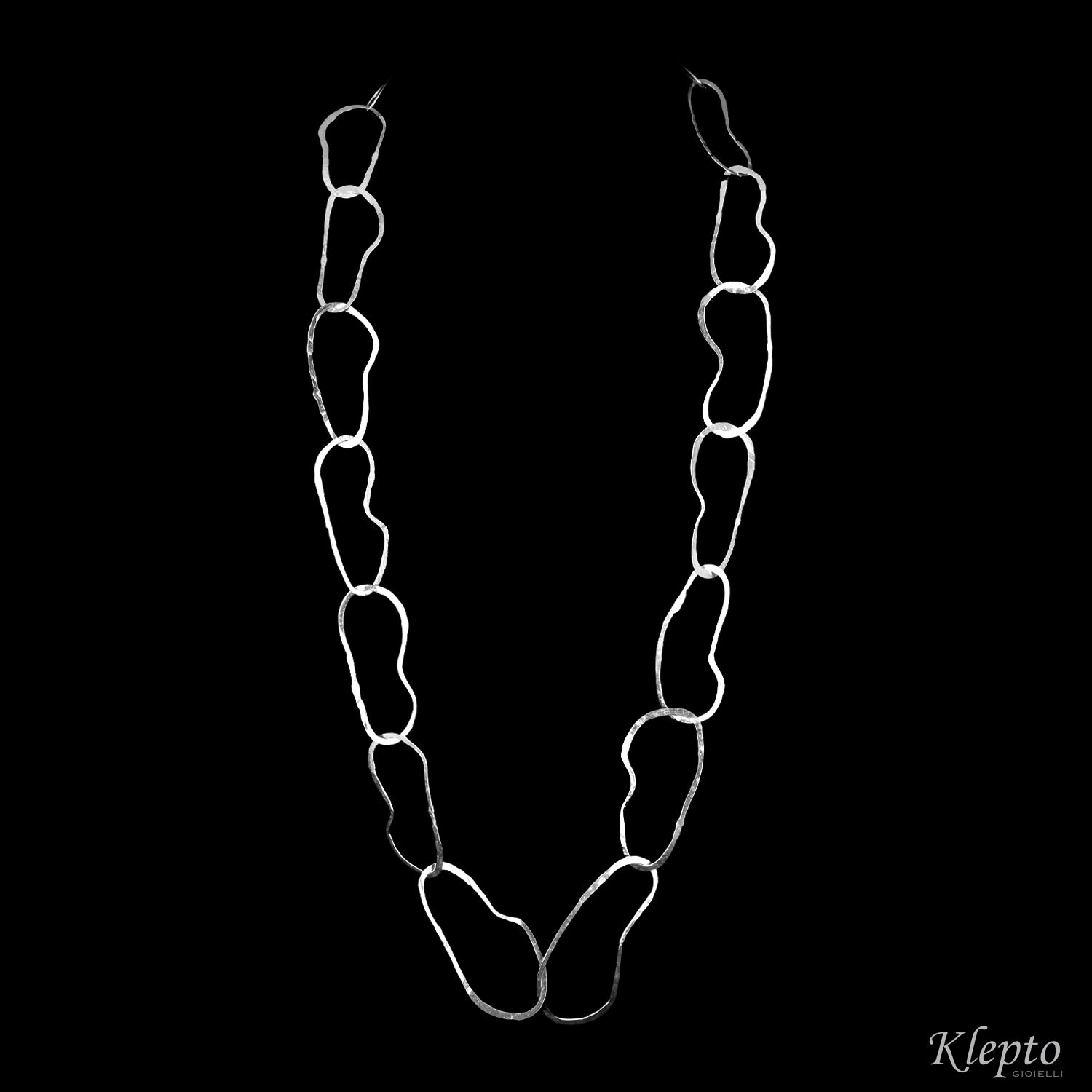 Silver Silnova® necklace with irregular hammered rings