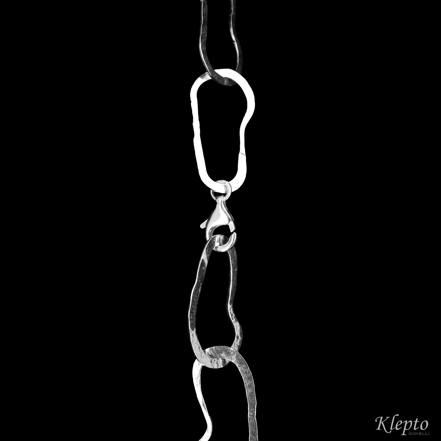 Silver Silnova® necklace with irregular hammered rings
