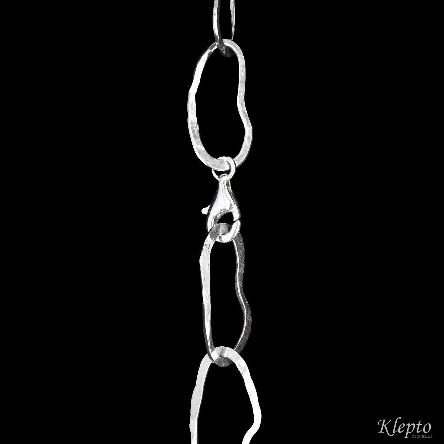 Silver Silnova® necklace with irregular hammered rings