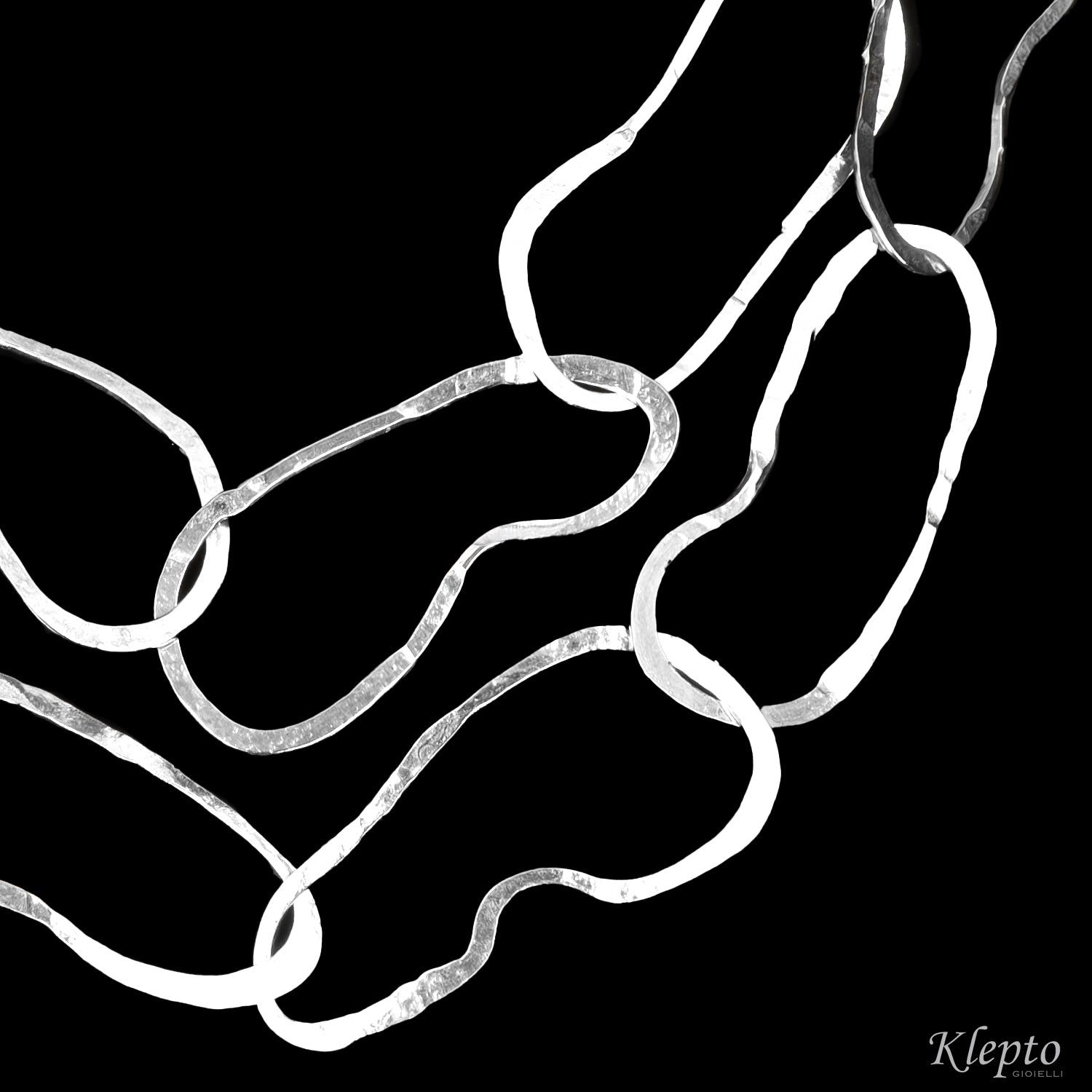 Silver Silnova® necklace with irregular hammered rings