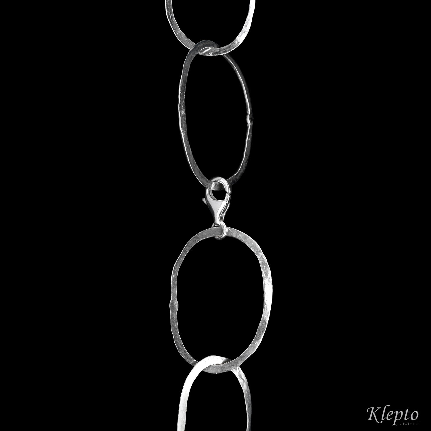 Silver Silnova® necklace with irregular hammered rings