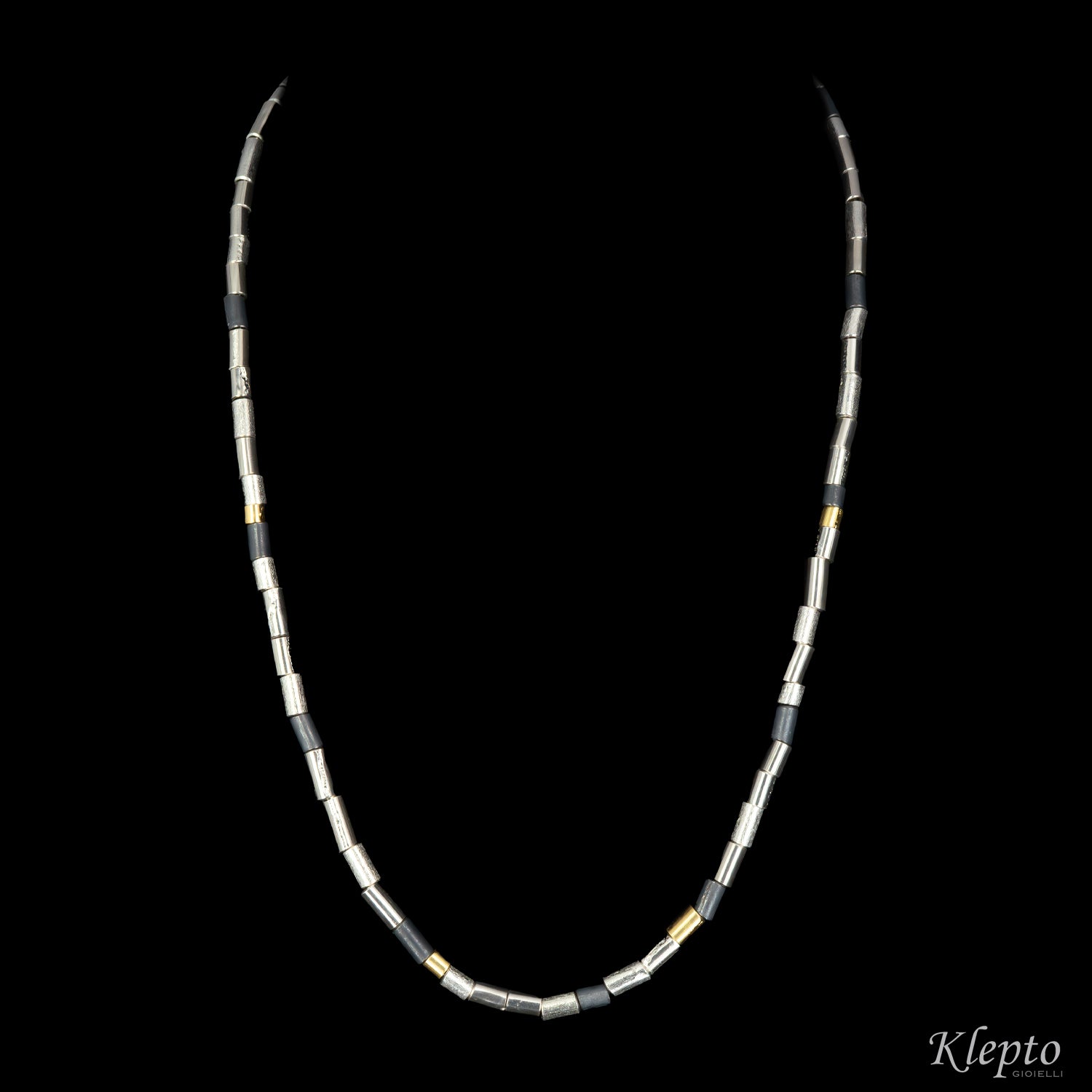 Silver Silnova® necklace with yellow gold details