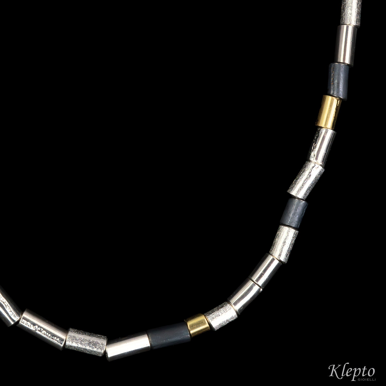 Silver Silnova® necklace with yellow gold details
