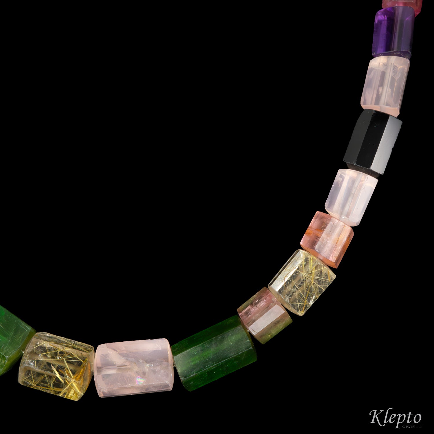 Collar with Tourmaline and Rutilated Quartz