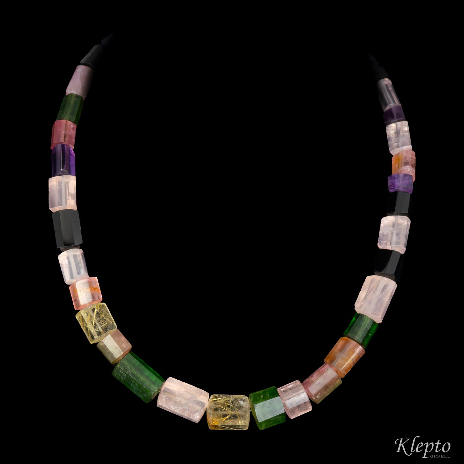Collar with Tourmaline and Rutilated Quartz
